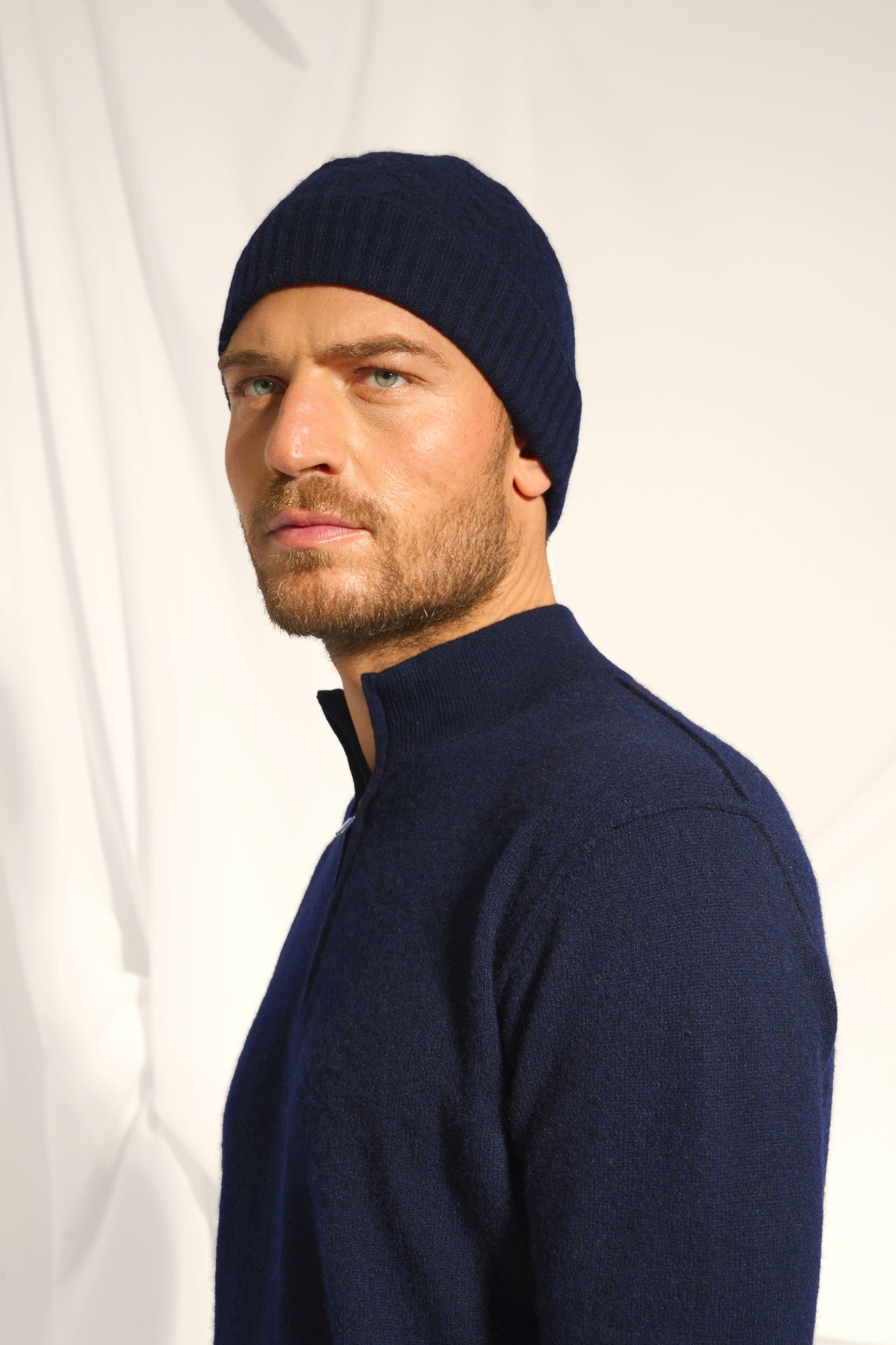 NOUR pull col camionneur navy