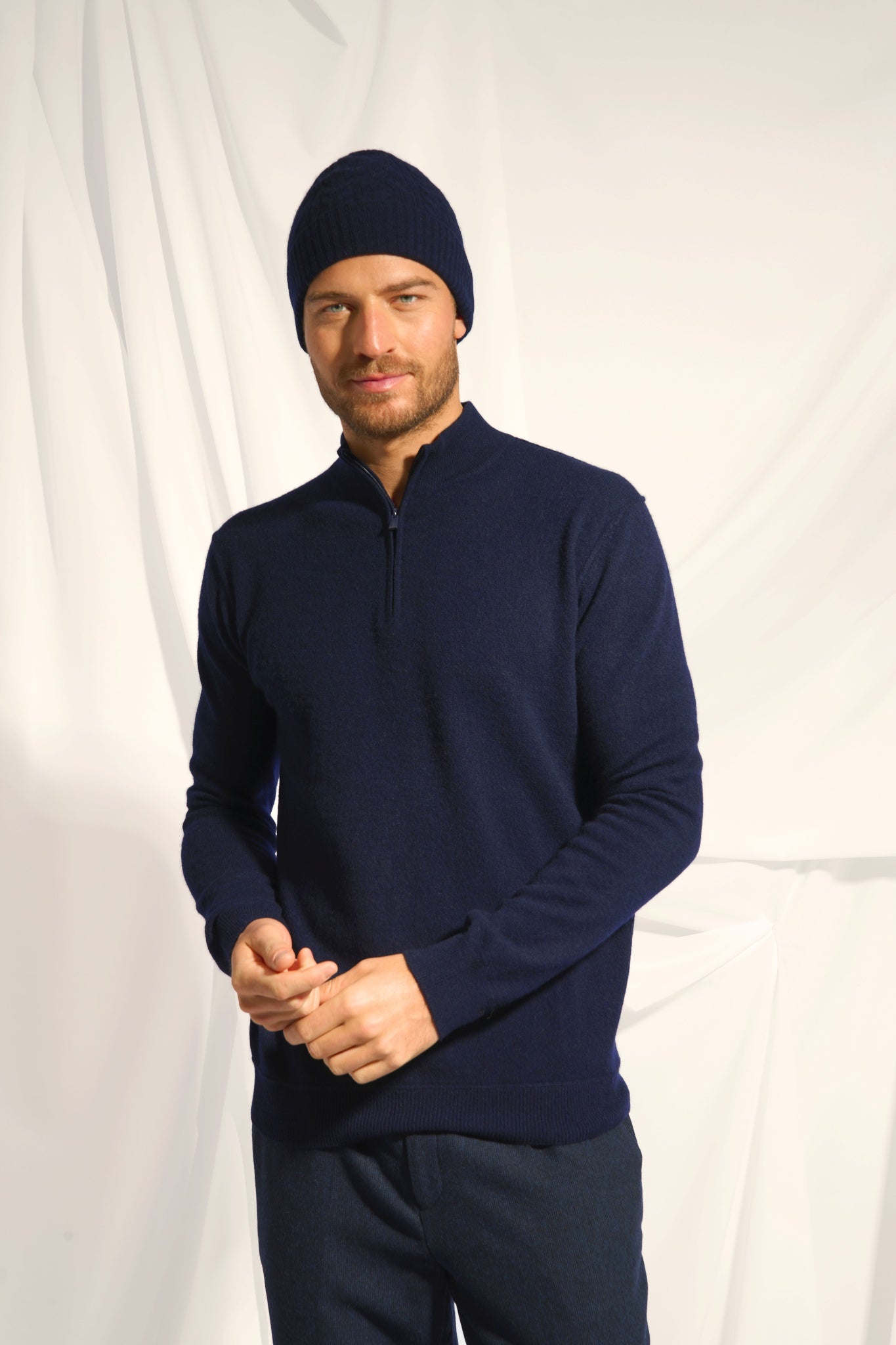 NOUR pull col camionneur navy