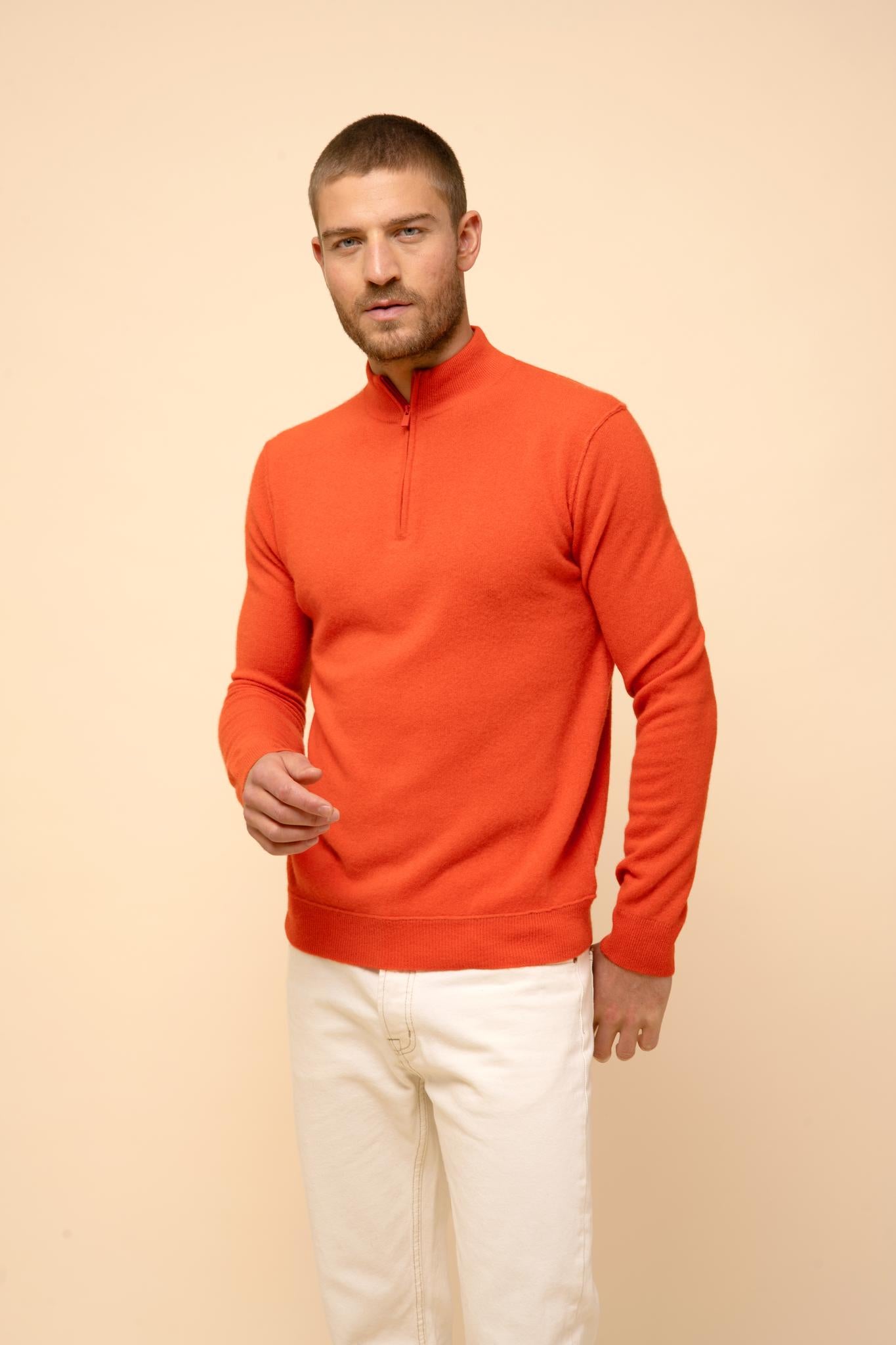 NOUR orange trucker-neck pullover