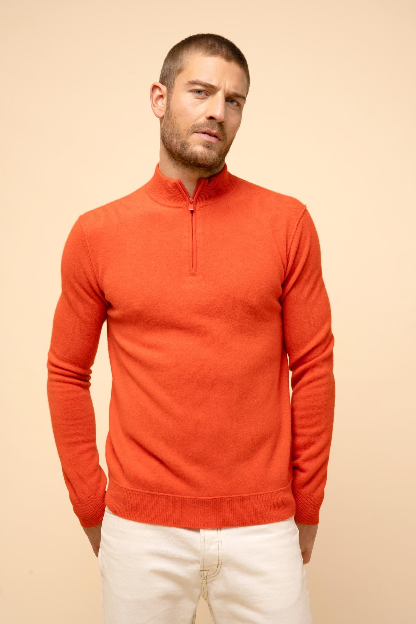 NOUR orange trucker-neck pullover