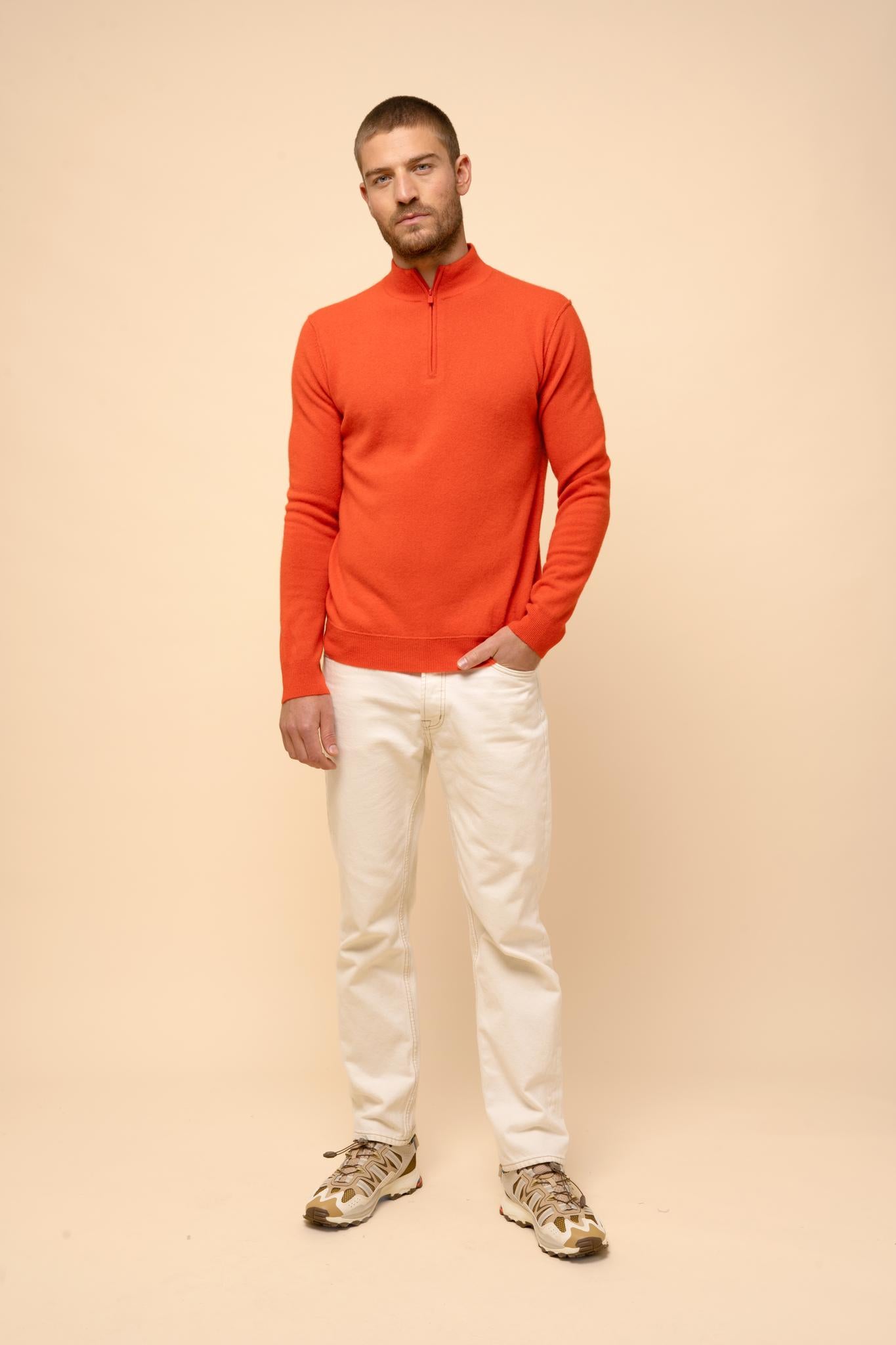 NOUR orange trucker-neck pullover
