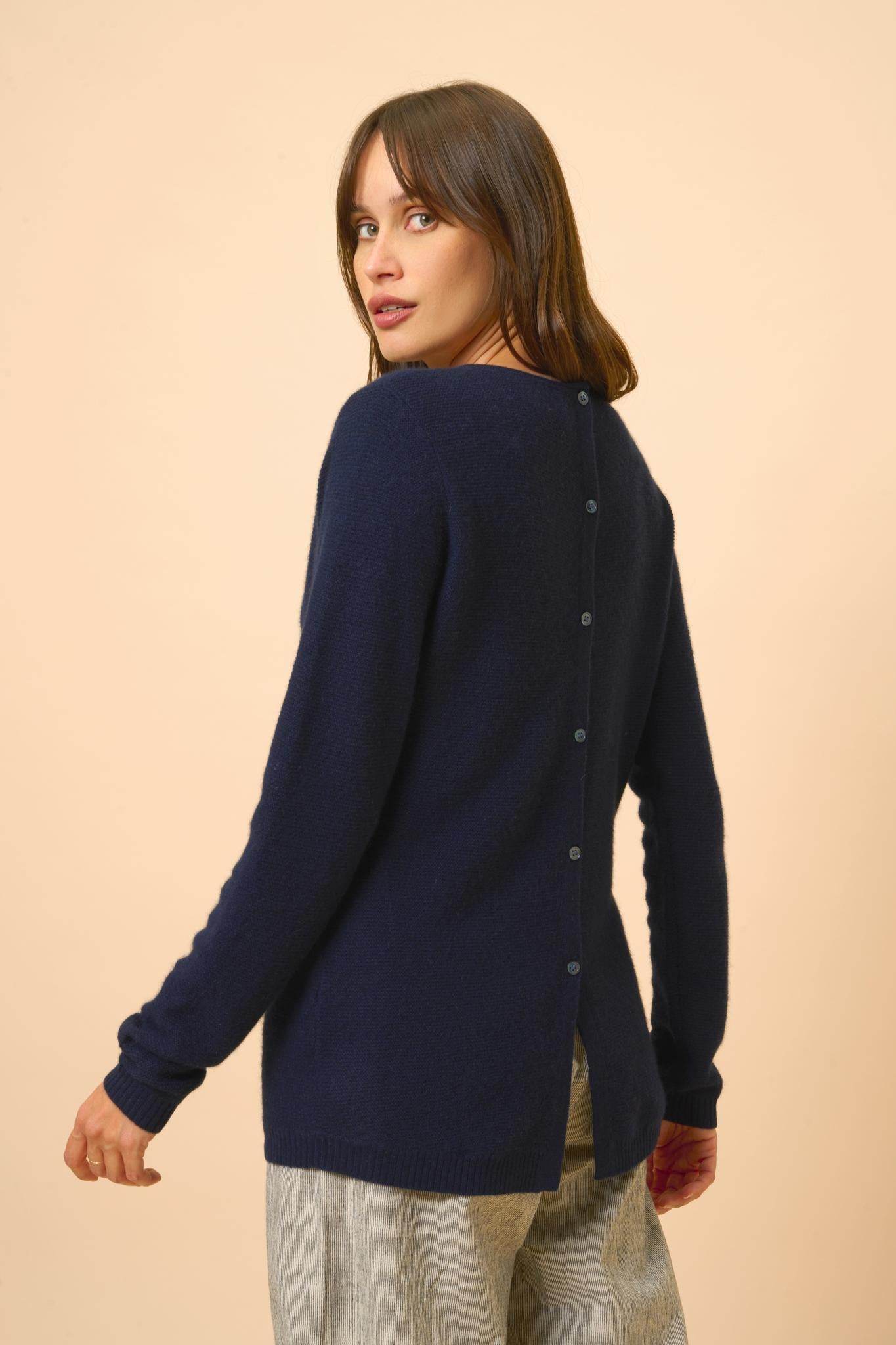 OLENA navy round-neck sweater