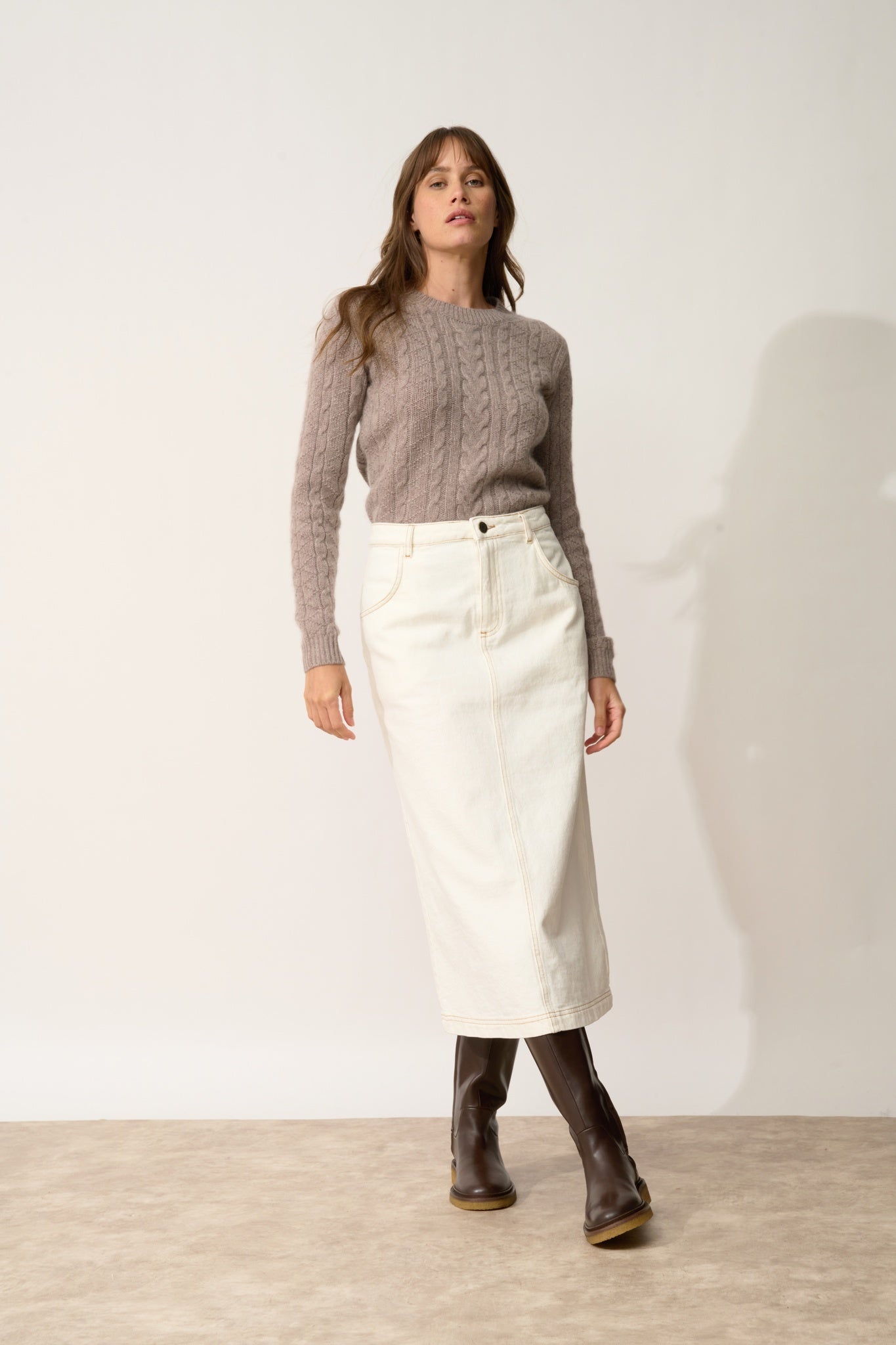 OLIVIA round-neck sweater mottled caribou