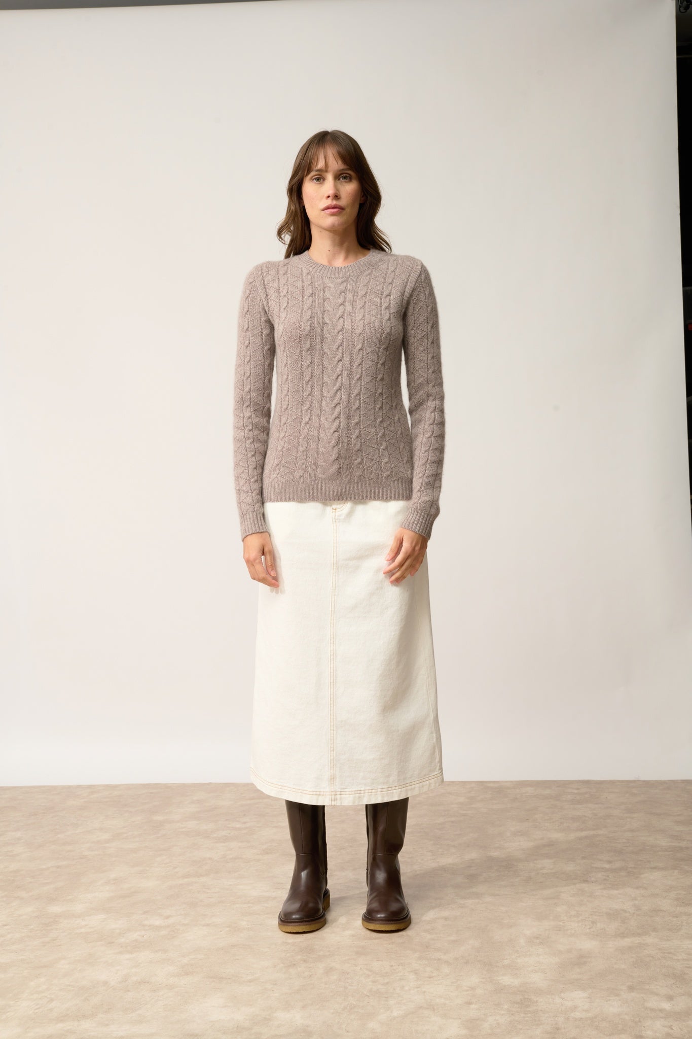 OLIVIA round-neck sweater mottled caribou