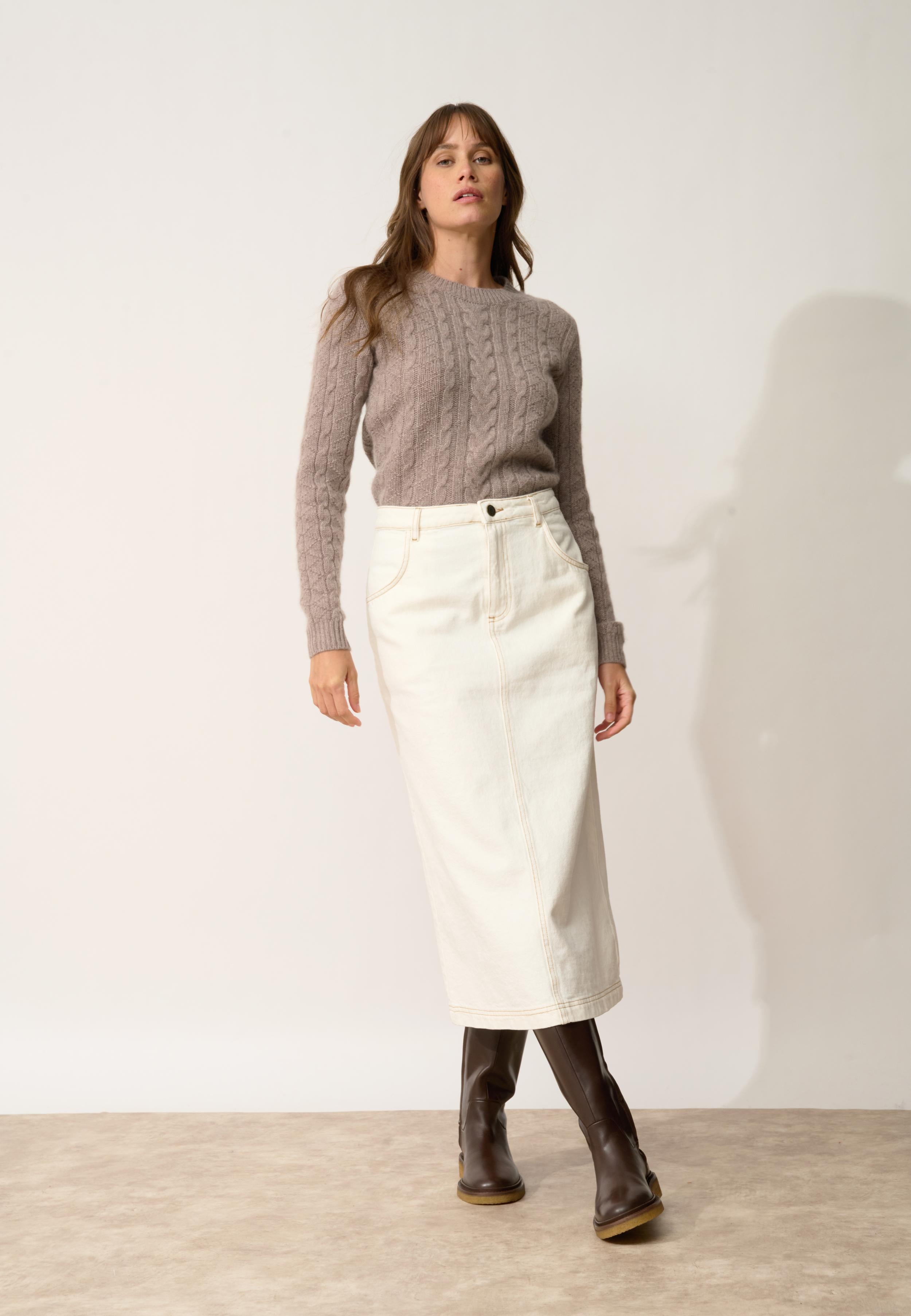 OLIVIA pull col rond caribou chiné