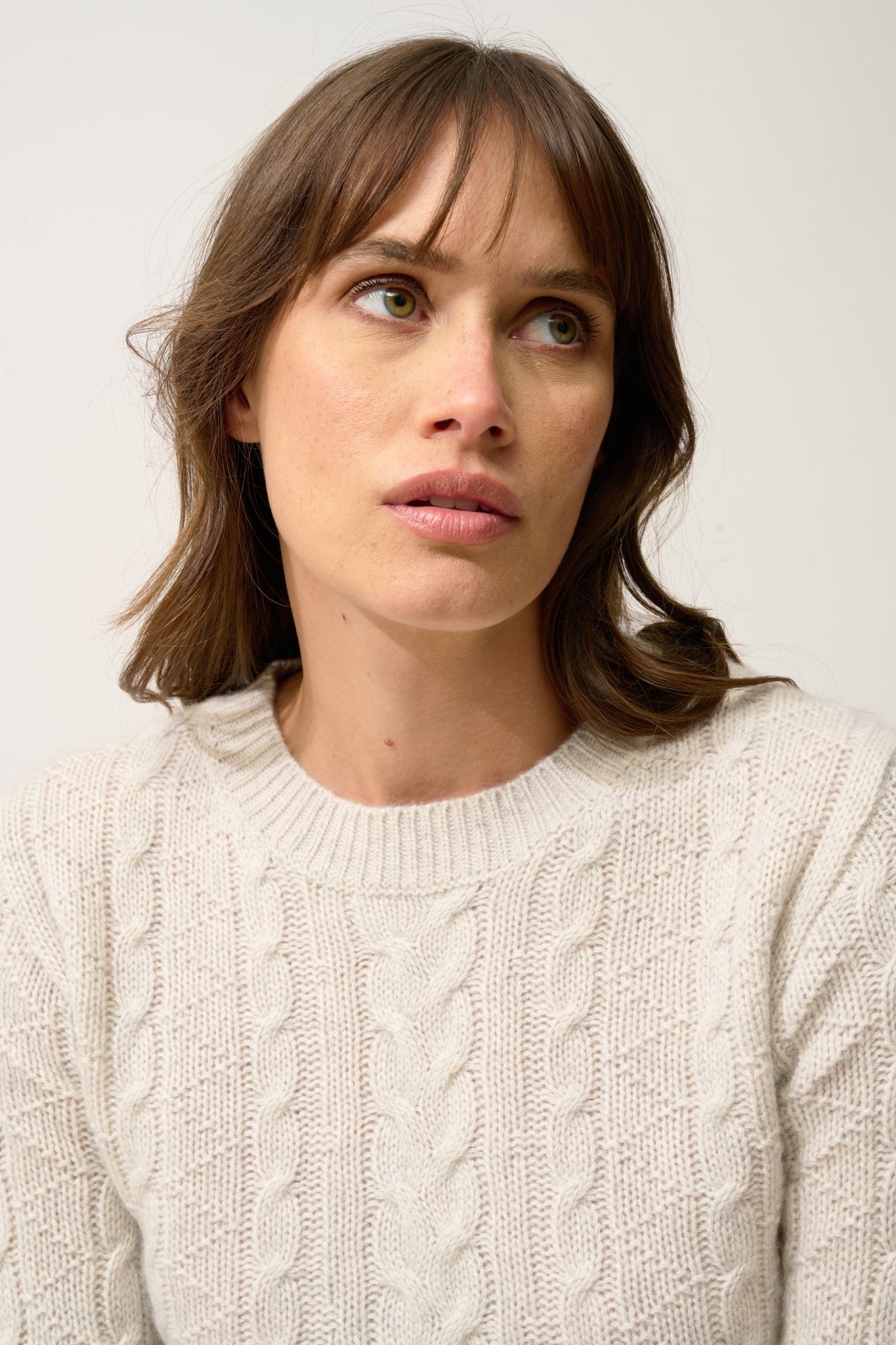 OLIVIA pull col rond gris perle chiné