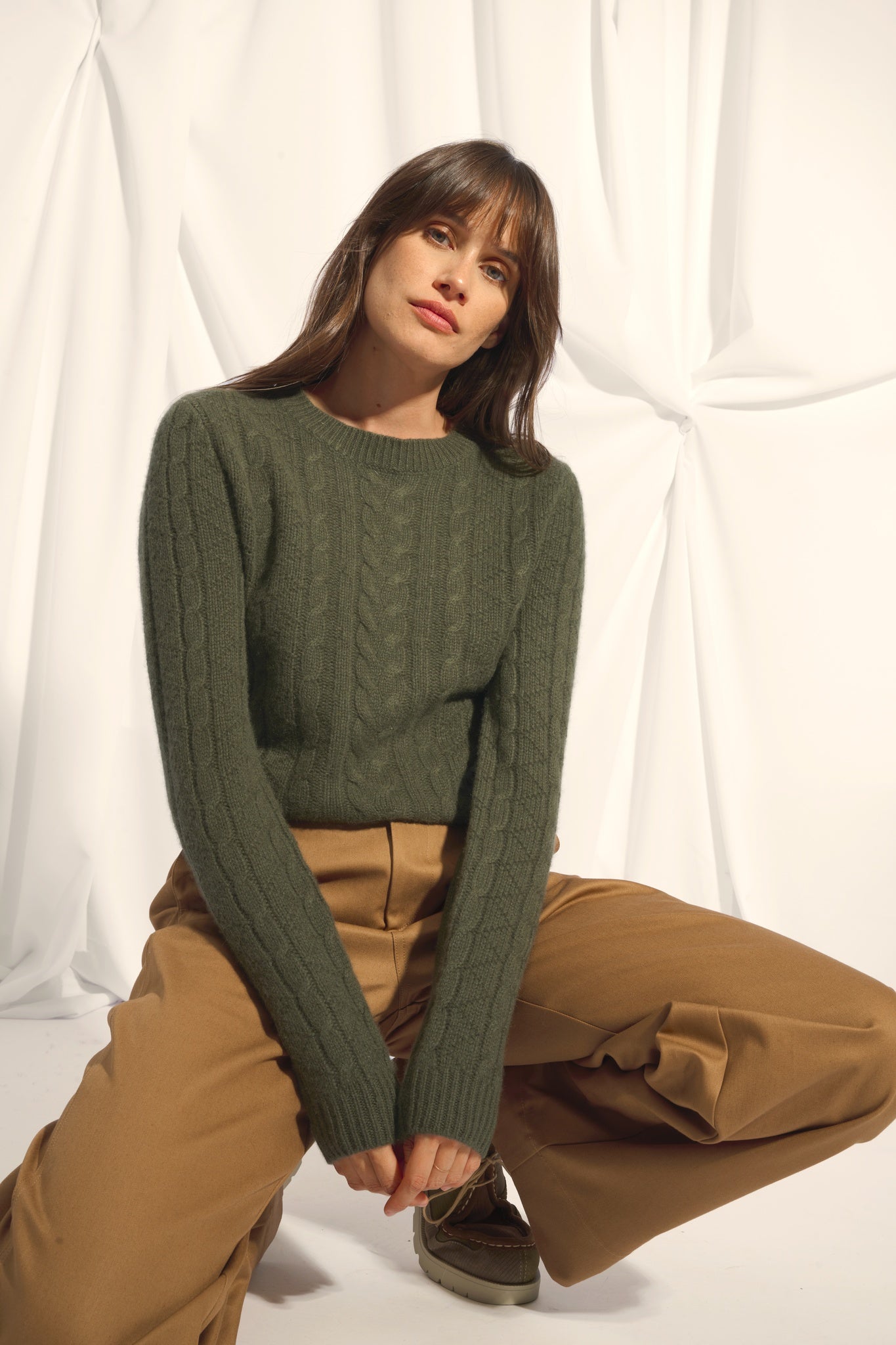 OLIVIA round-neck sweater khaki