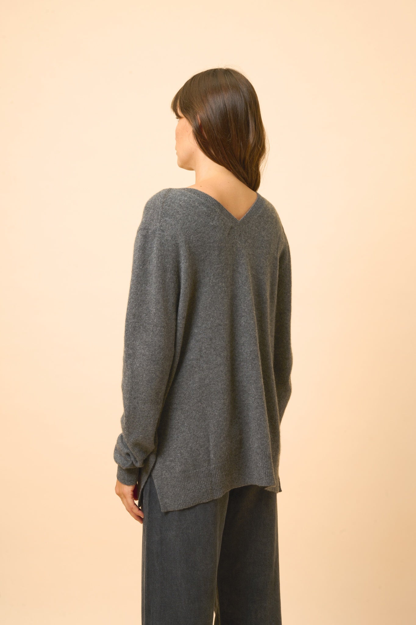 OPAL pull col v anthracite chiné