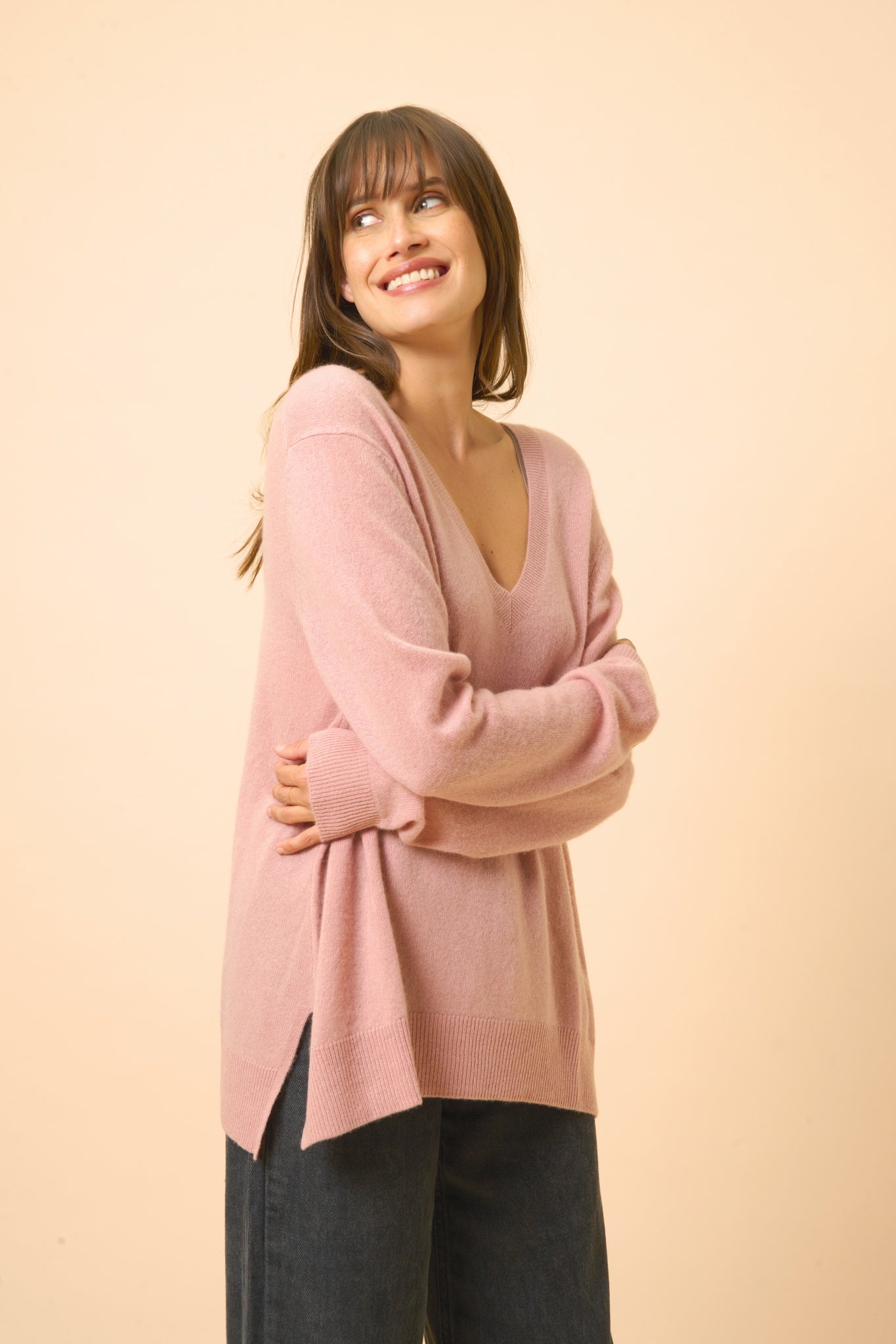 OPAL pull col v bois de rose