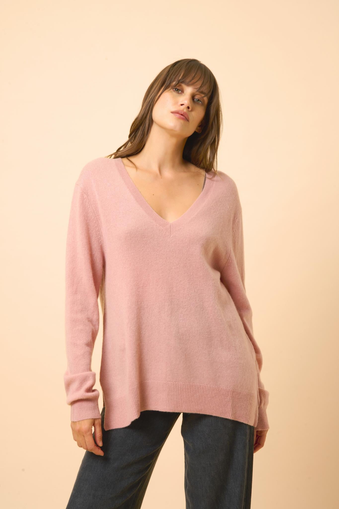 OPAL rosewood v-neck sweater