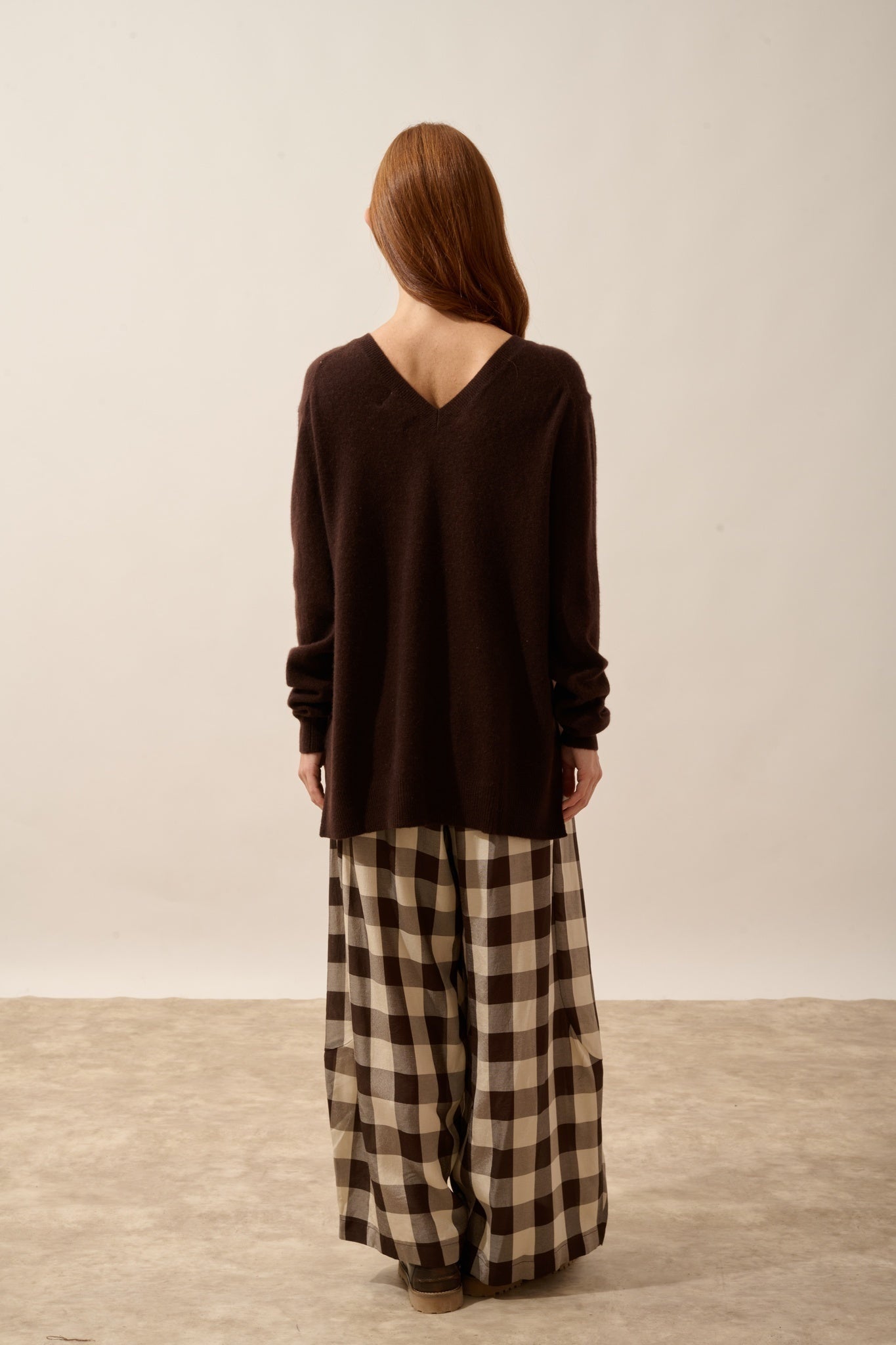 OPAL chocolate brown V-neck sweater