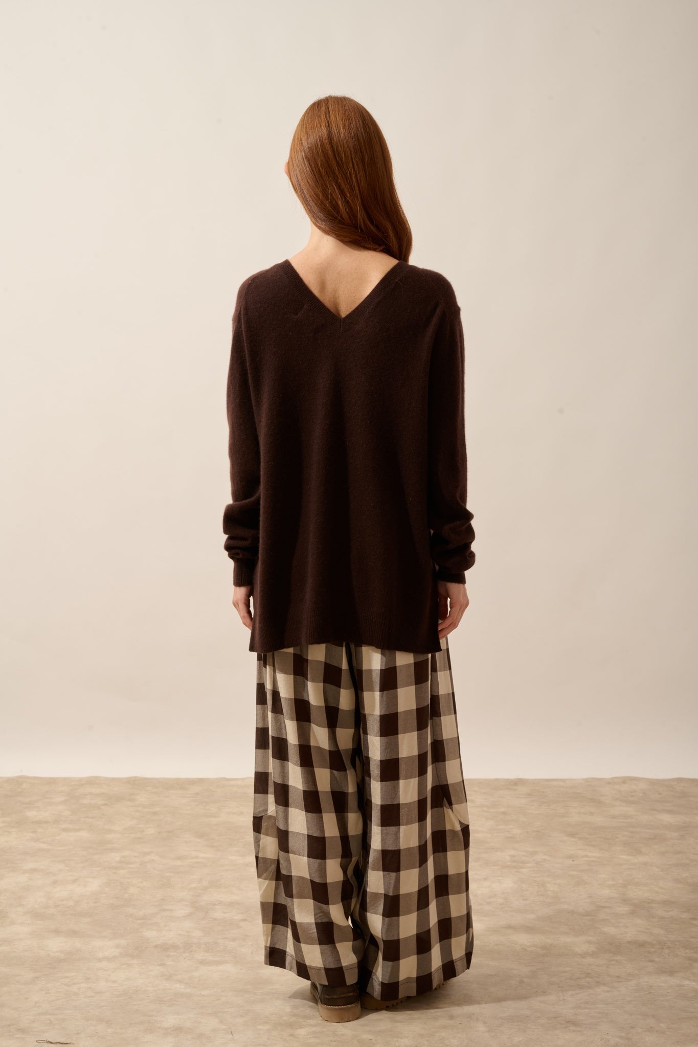 OPAL chocolate brown V-neck sweater