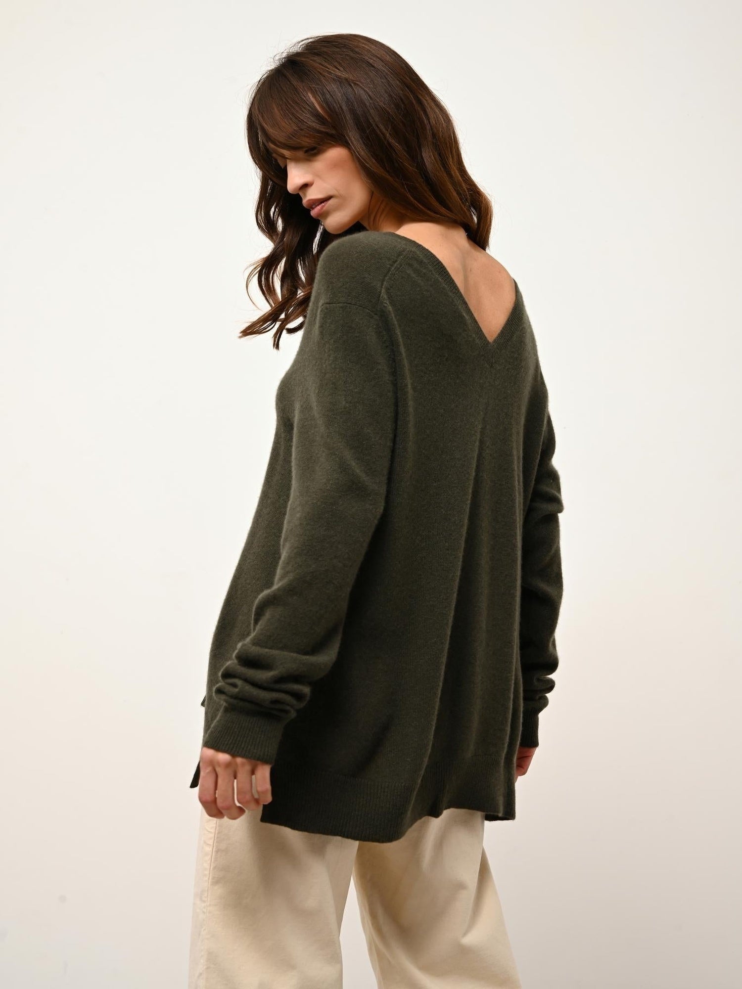 OPAL khaki v-neck sweater