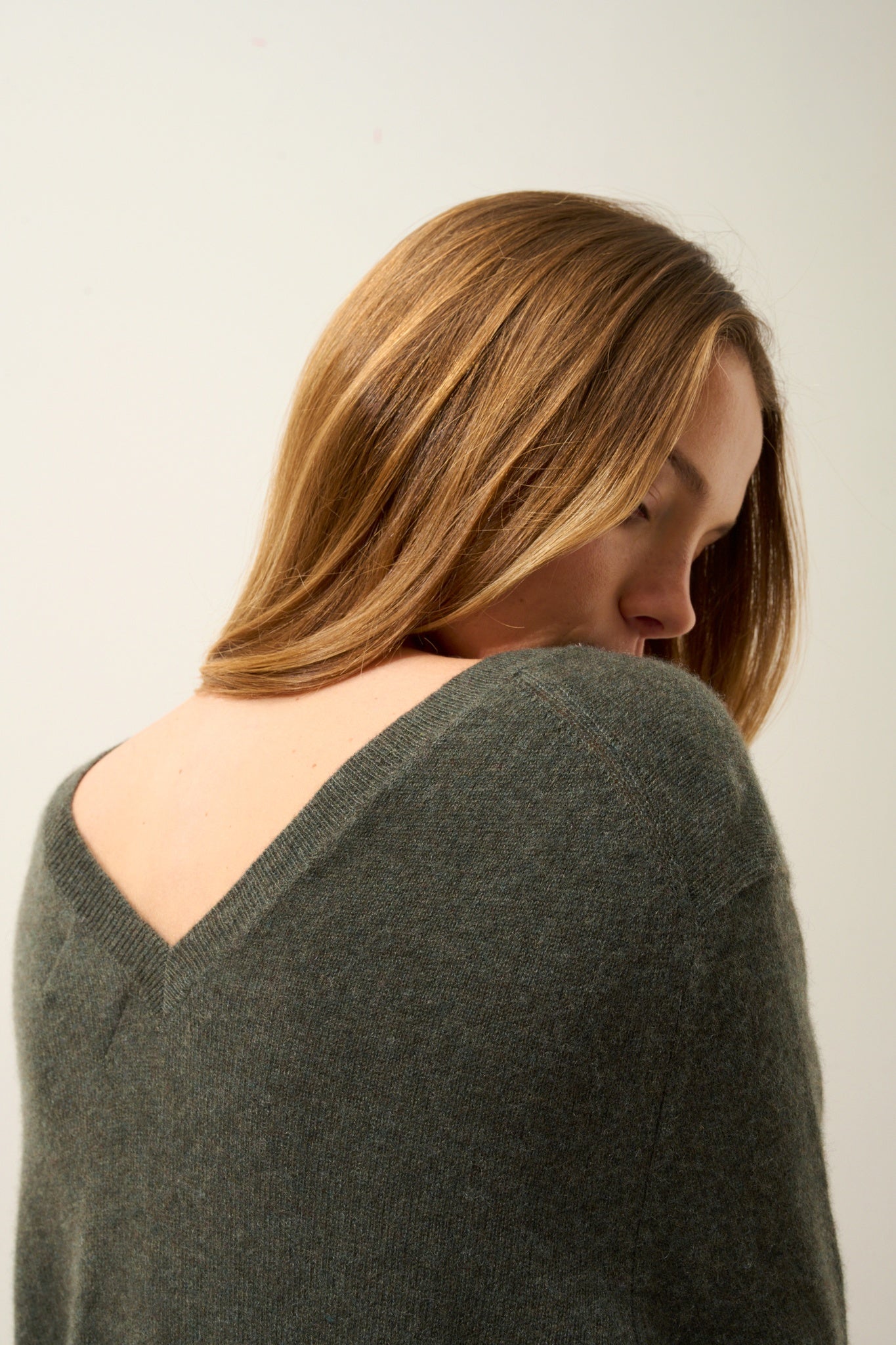 OPAL khaki v-neck sweater