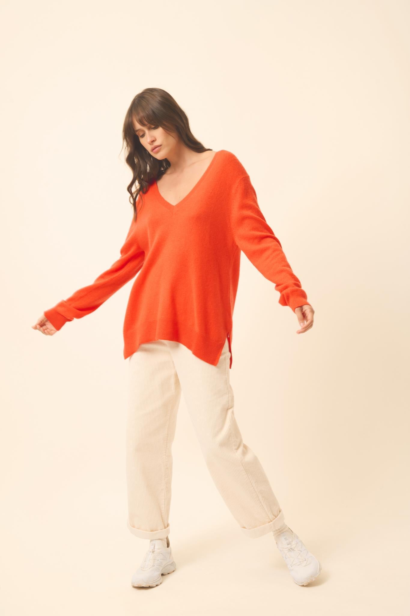 OPAL v-neck sweater orange