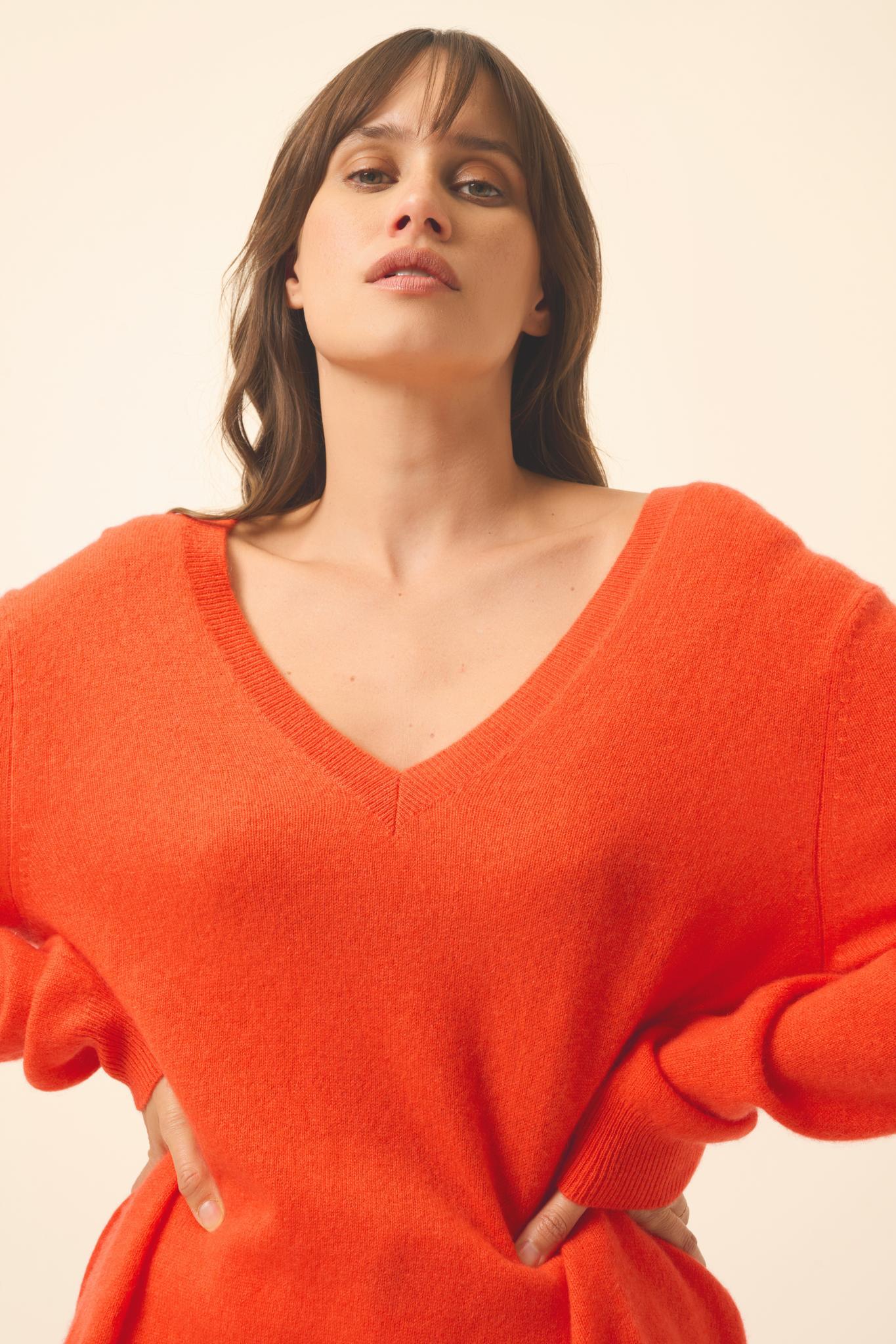 OPAL v-neck sweater orange