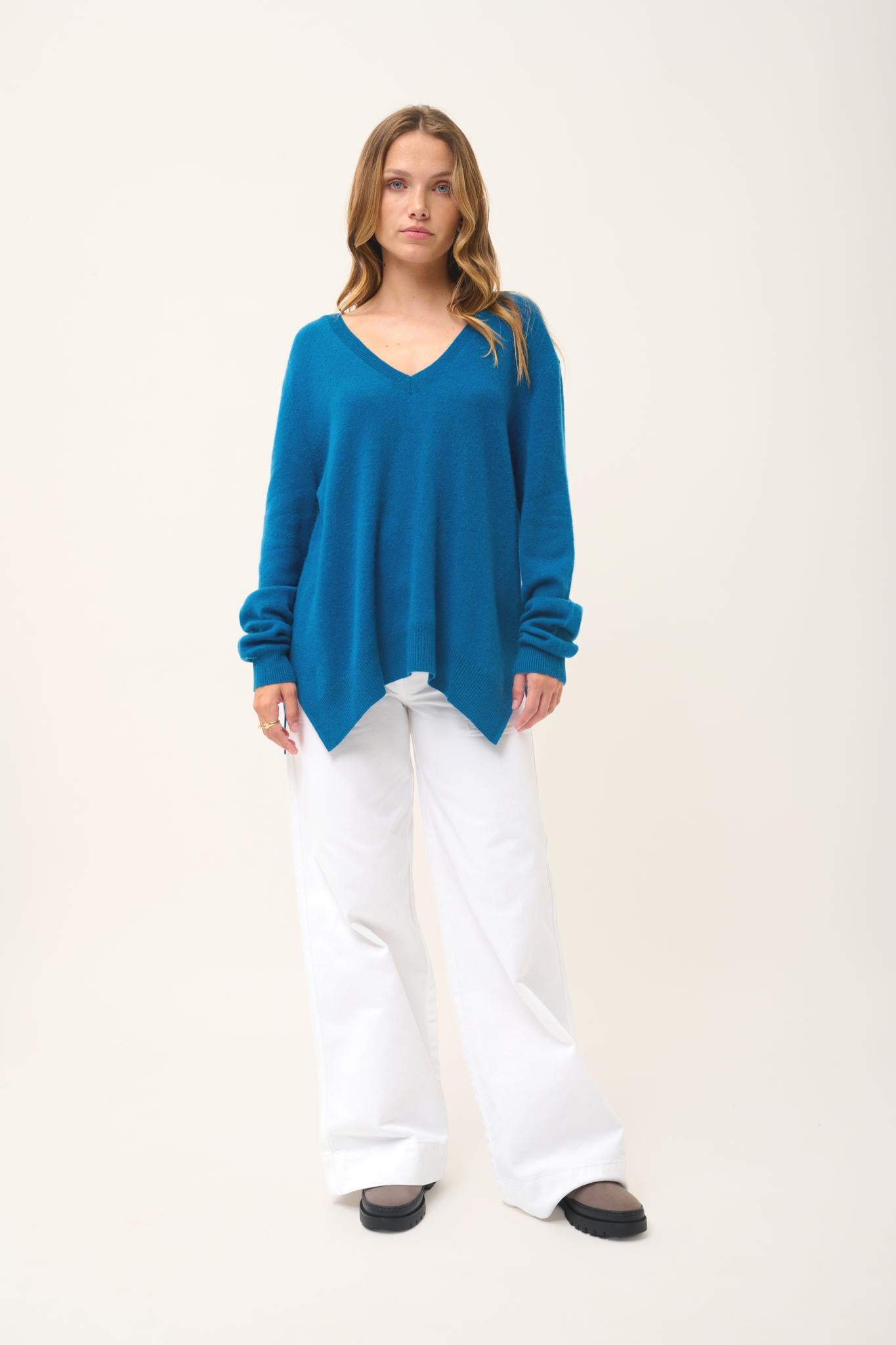 OPAL peacock v-neck sweater