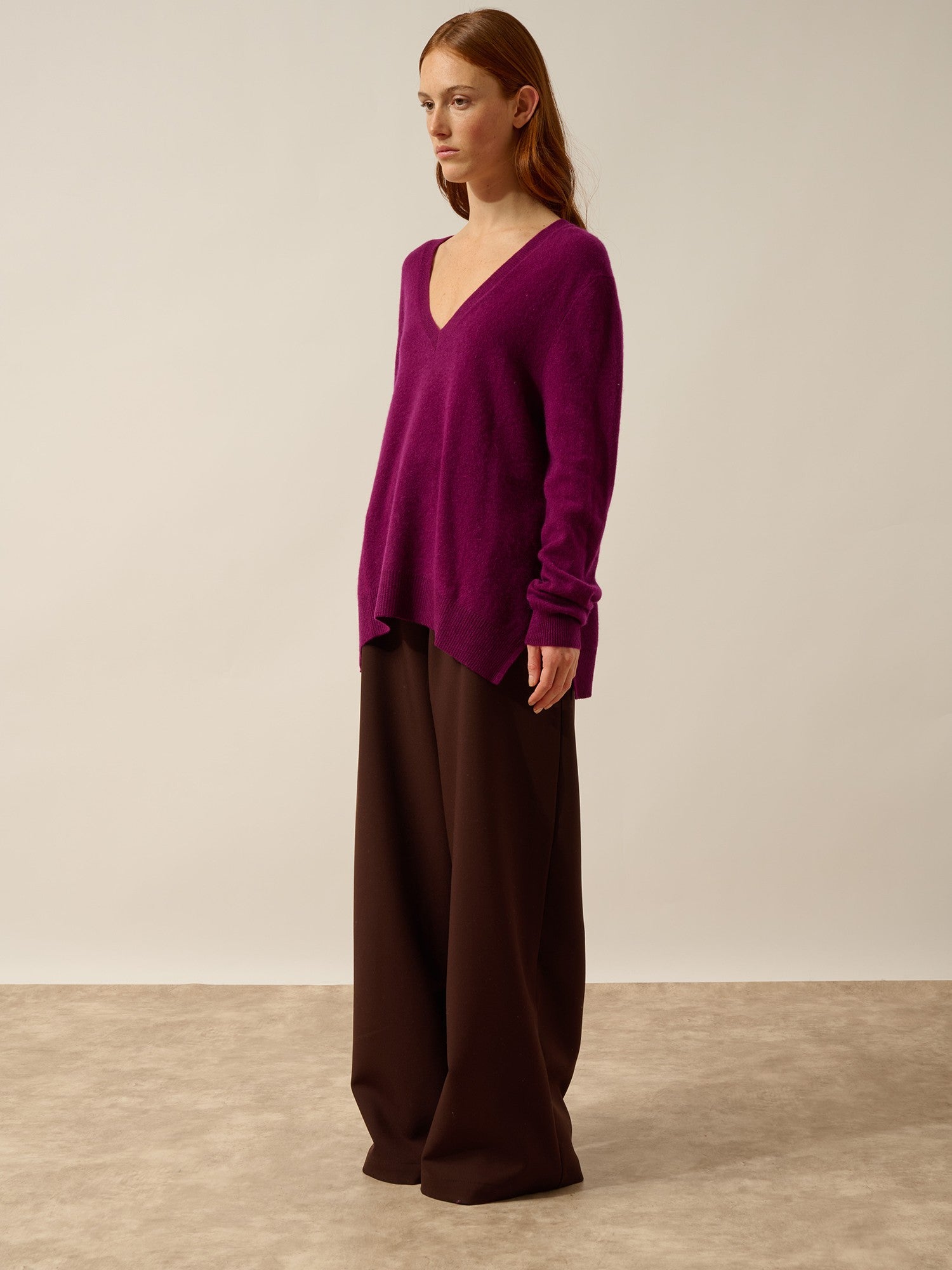opal plum V-neck sweater