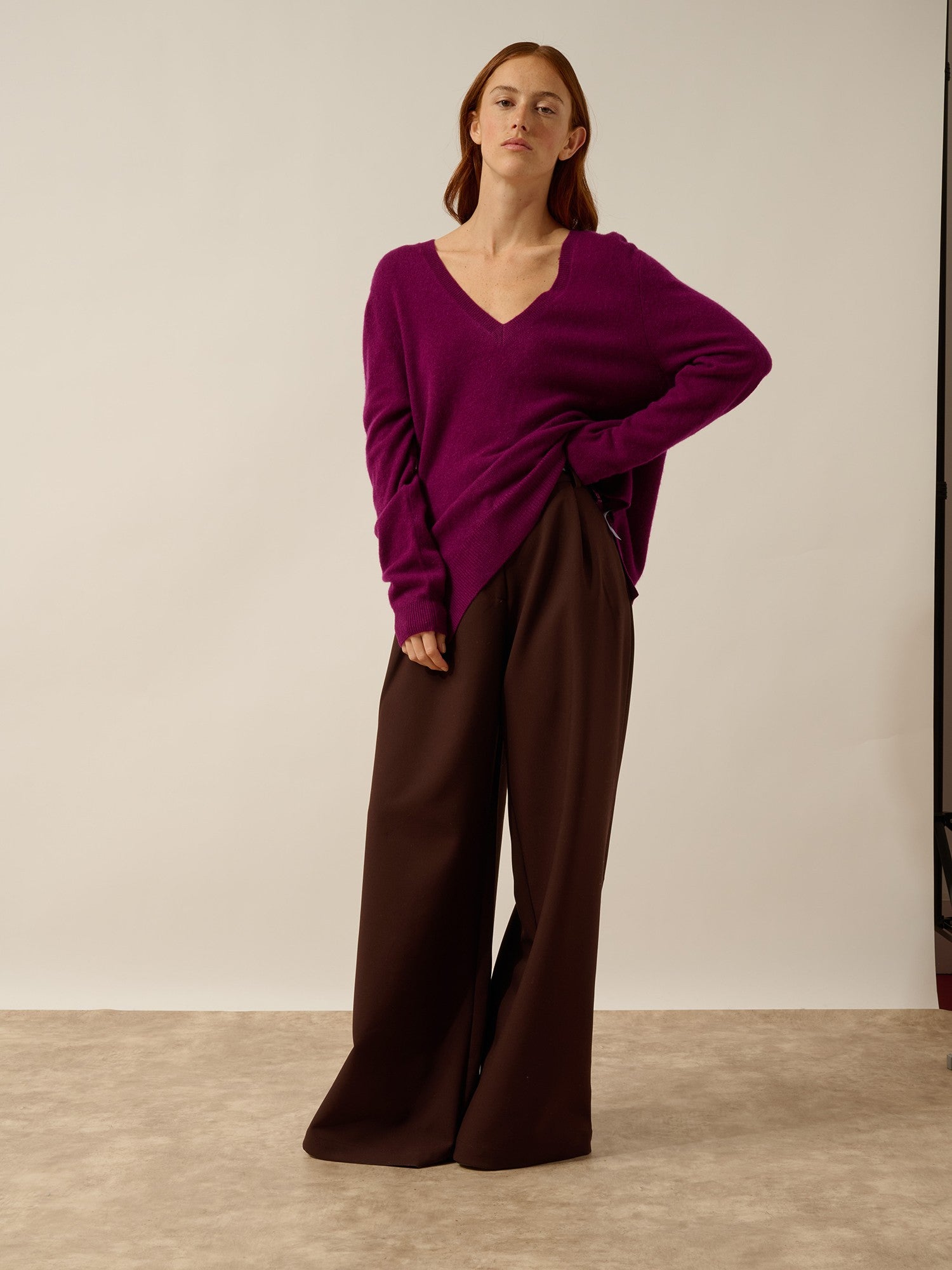 opal plum V-neck sweater