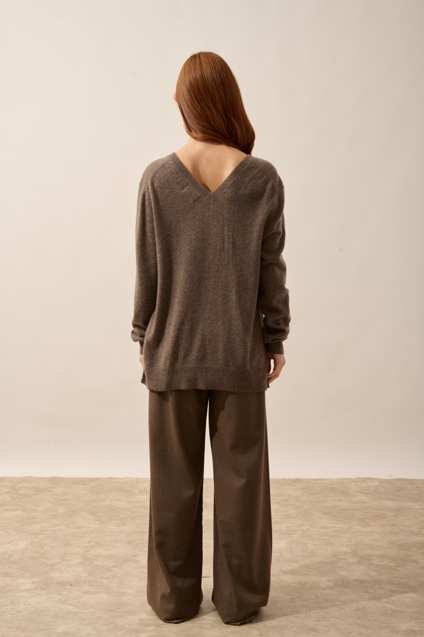 OPAL taupe heathered V-neck sweater