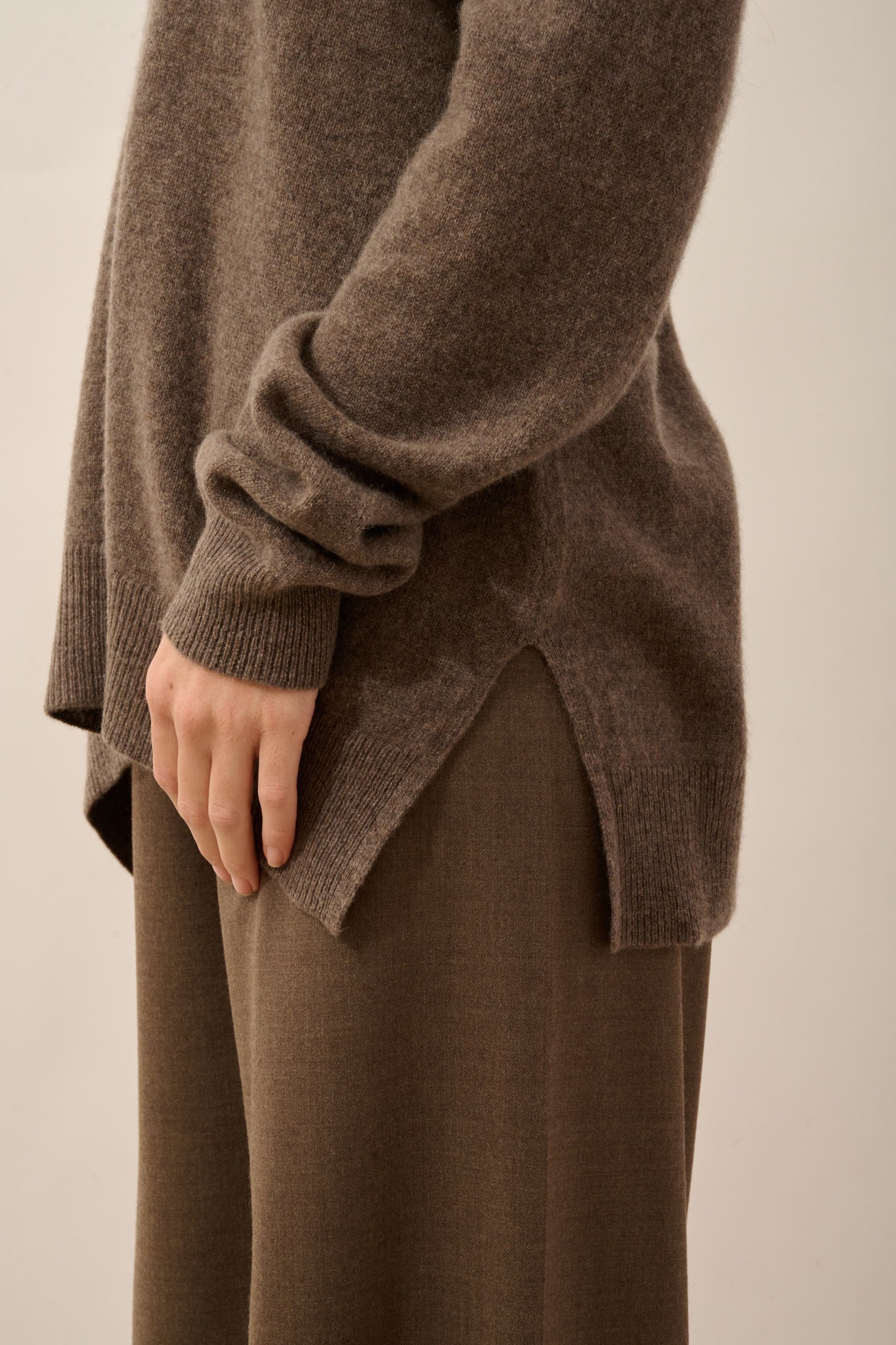 OPAL taupe heathered V-neck sweater