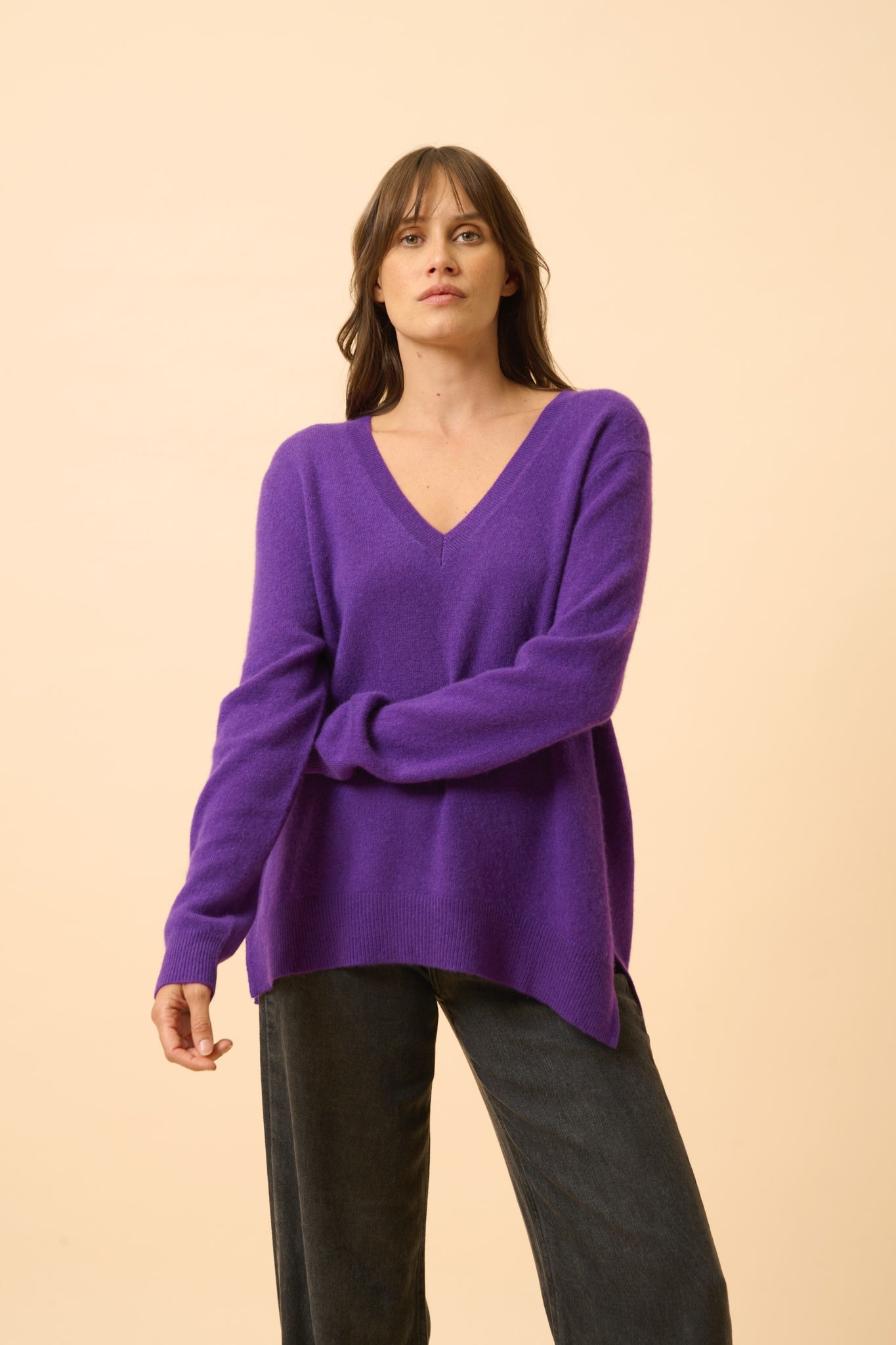 OPAL pull col v violette