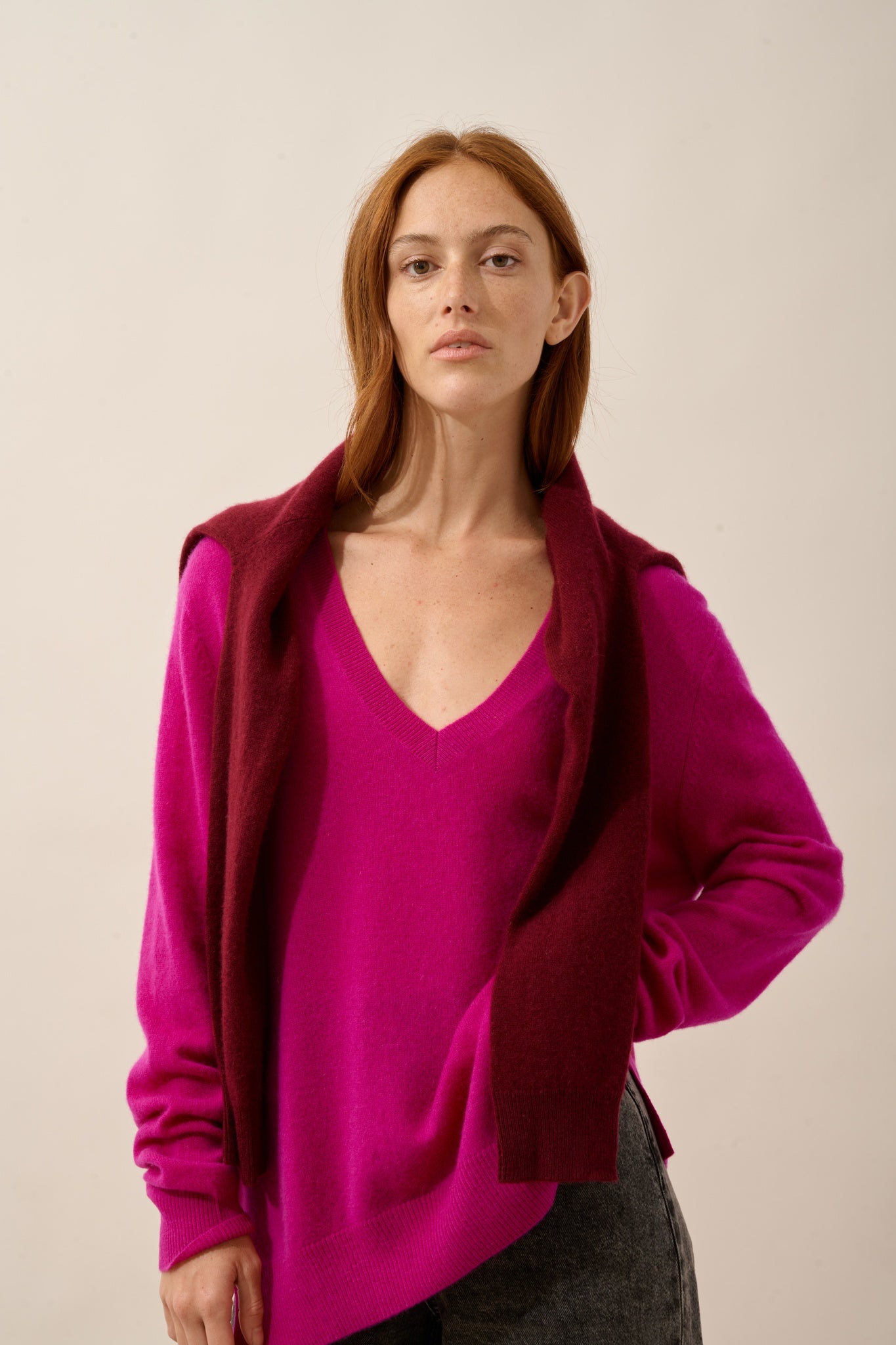 OPAL purple V-neck sweater