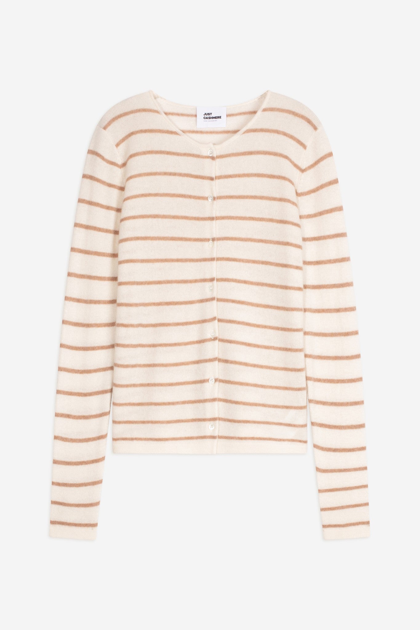 ophelia cardigan col rond bi-color camel chiné/ivoire