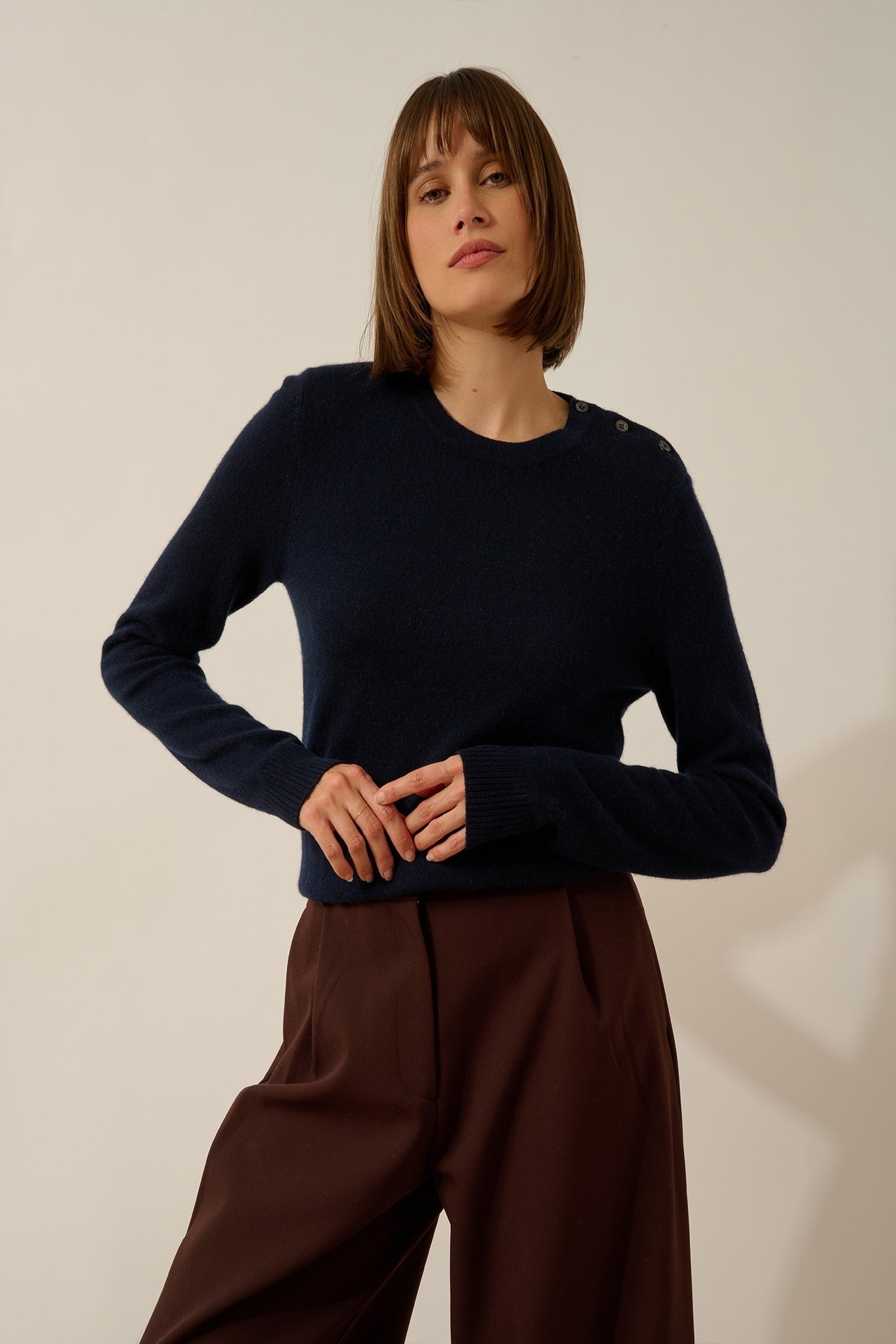 ORELIEN pull col rond marin navy