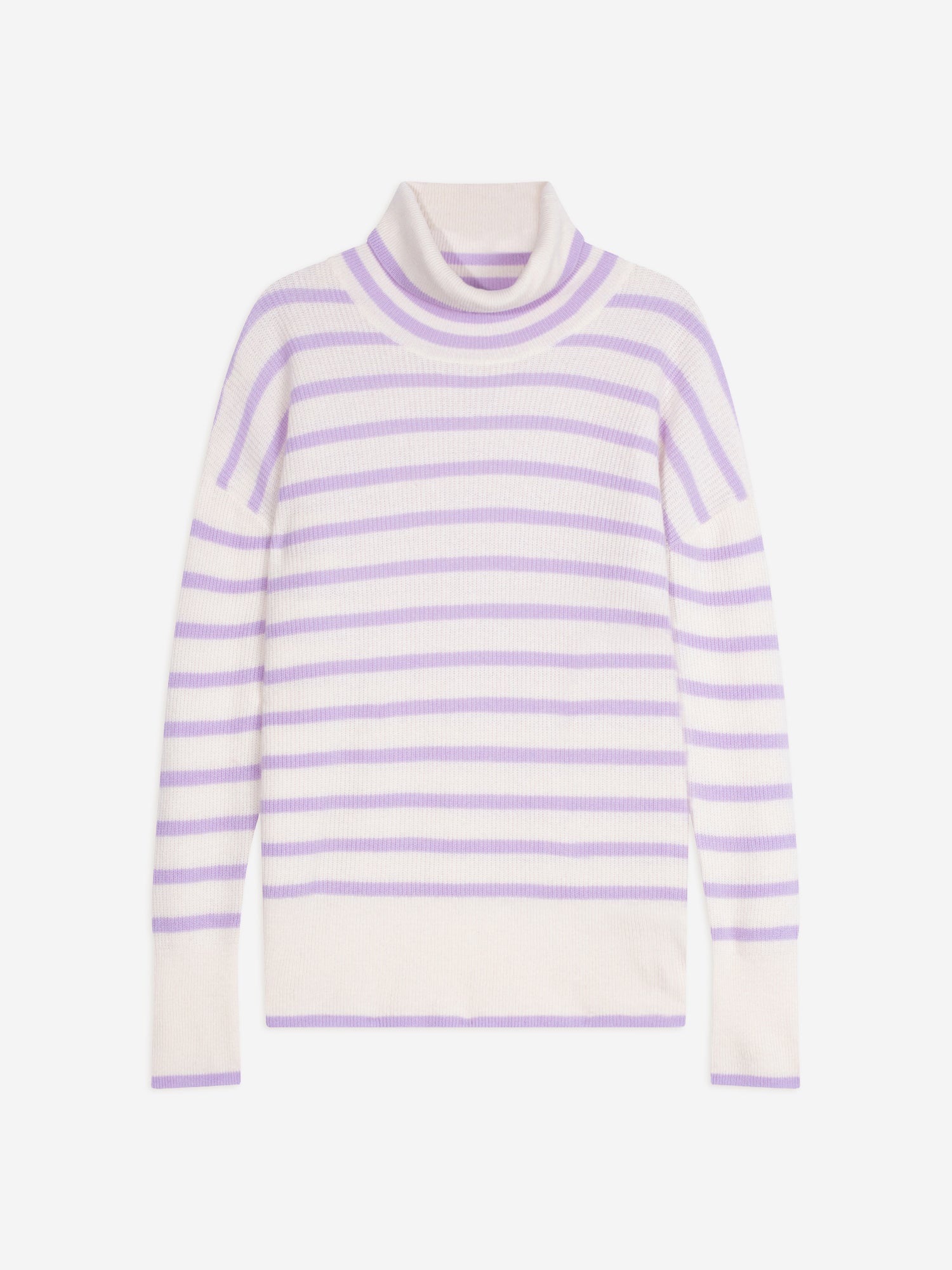 ORÉLIS pull col roulé bi-color mauve/ivoire