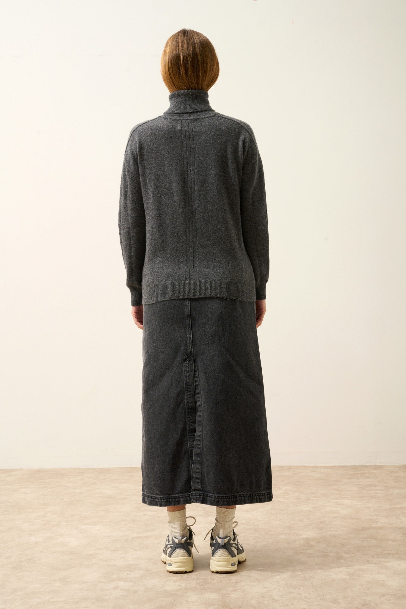 orianne pull col roulé anthracite chiné 100% cachemire