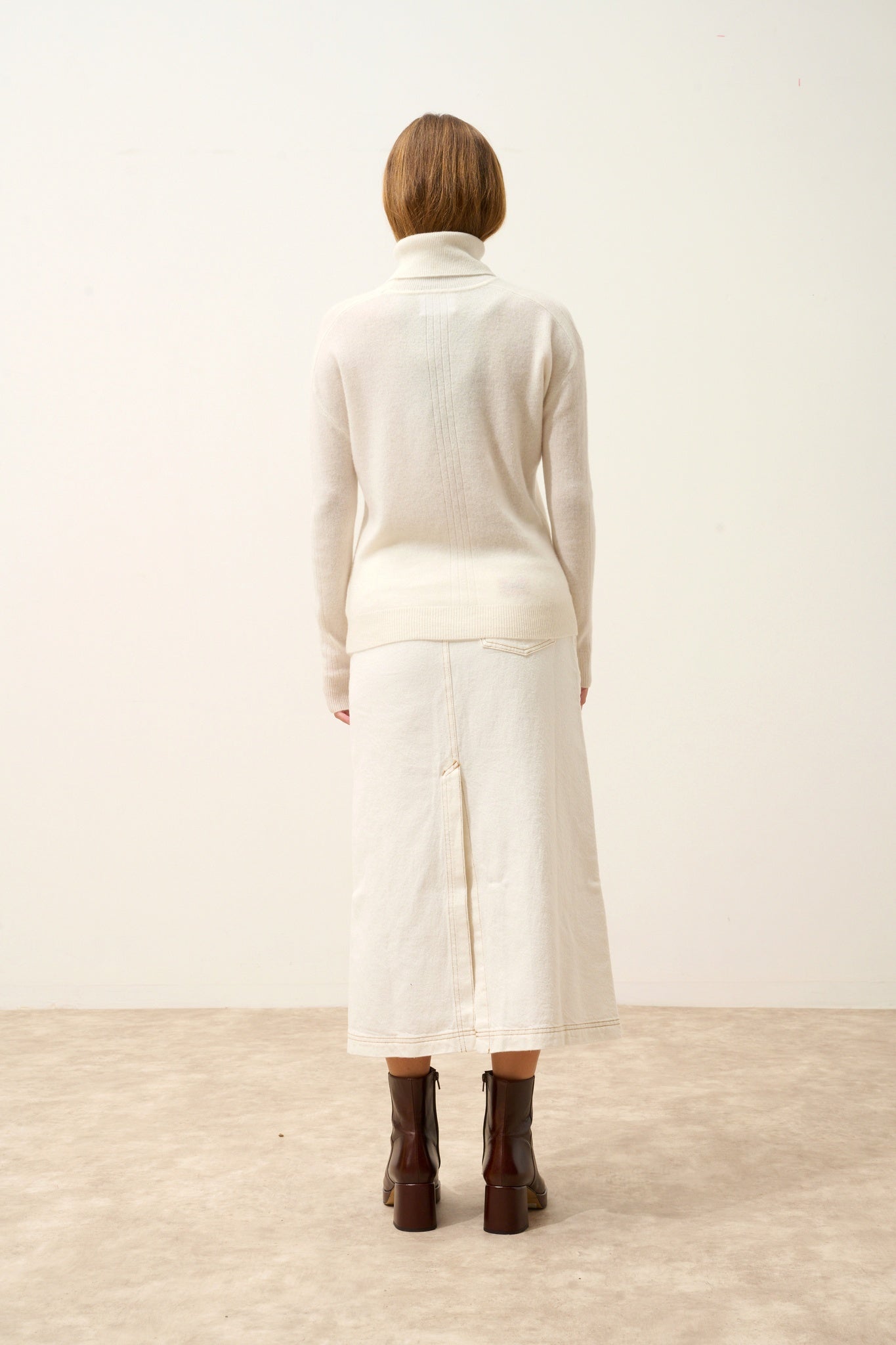 ORIANNE pull col roulé ivoire