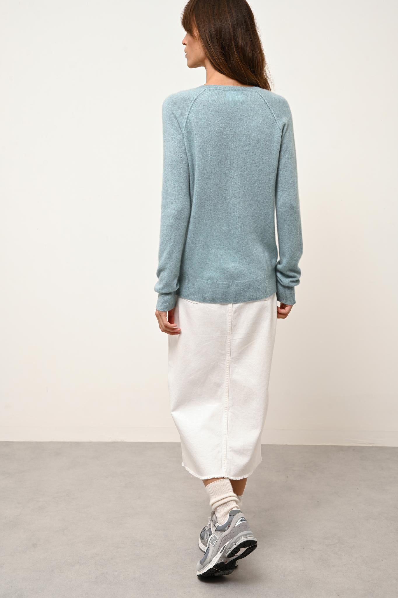 PHOEBE pull col v aqua chiné