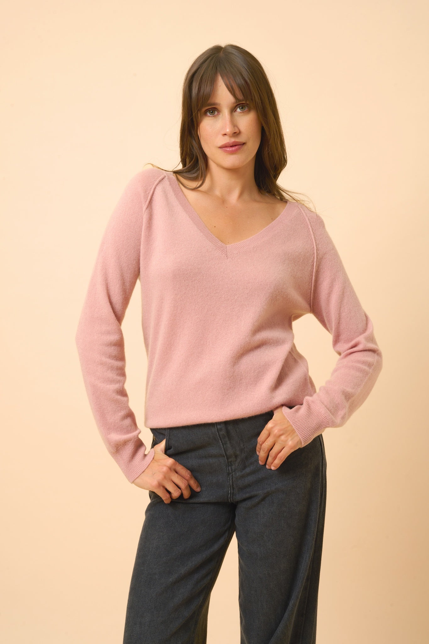 PHOEBE pull col v bois de rose
