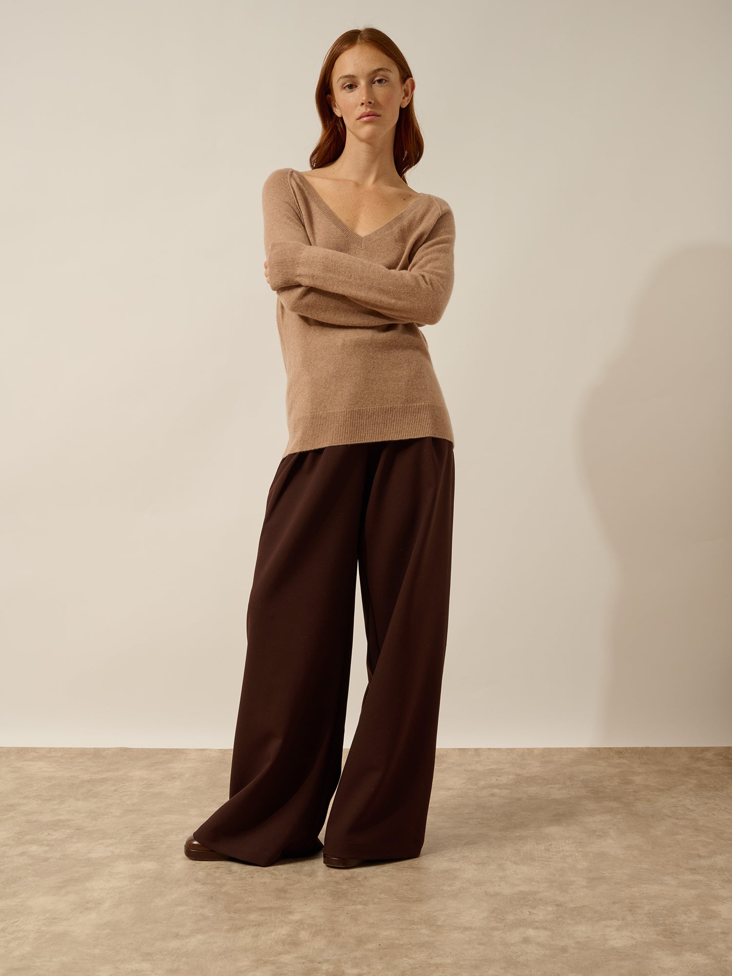 PHOEBE pull col v camel chiné