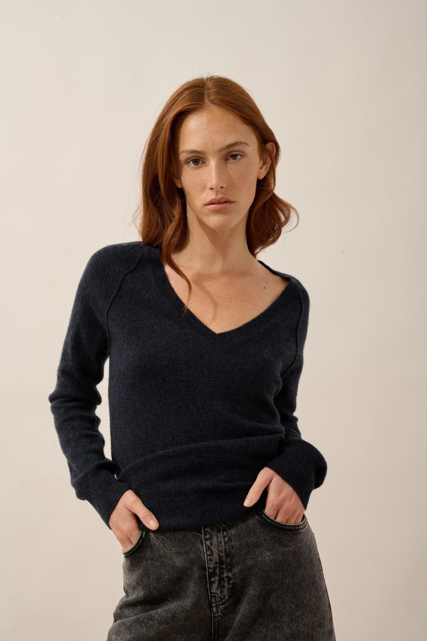 PHOEBE caviar V-neck sweater