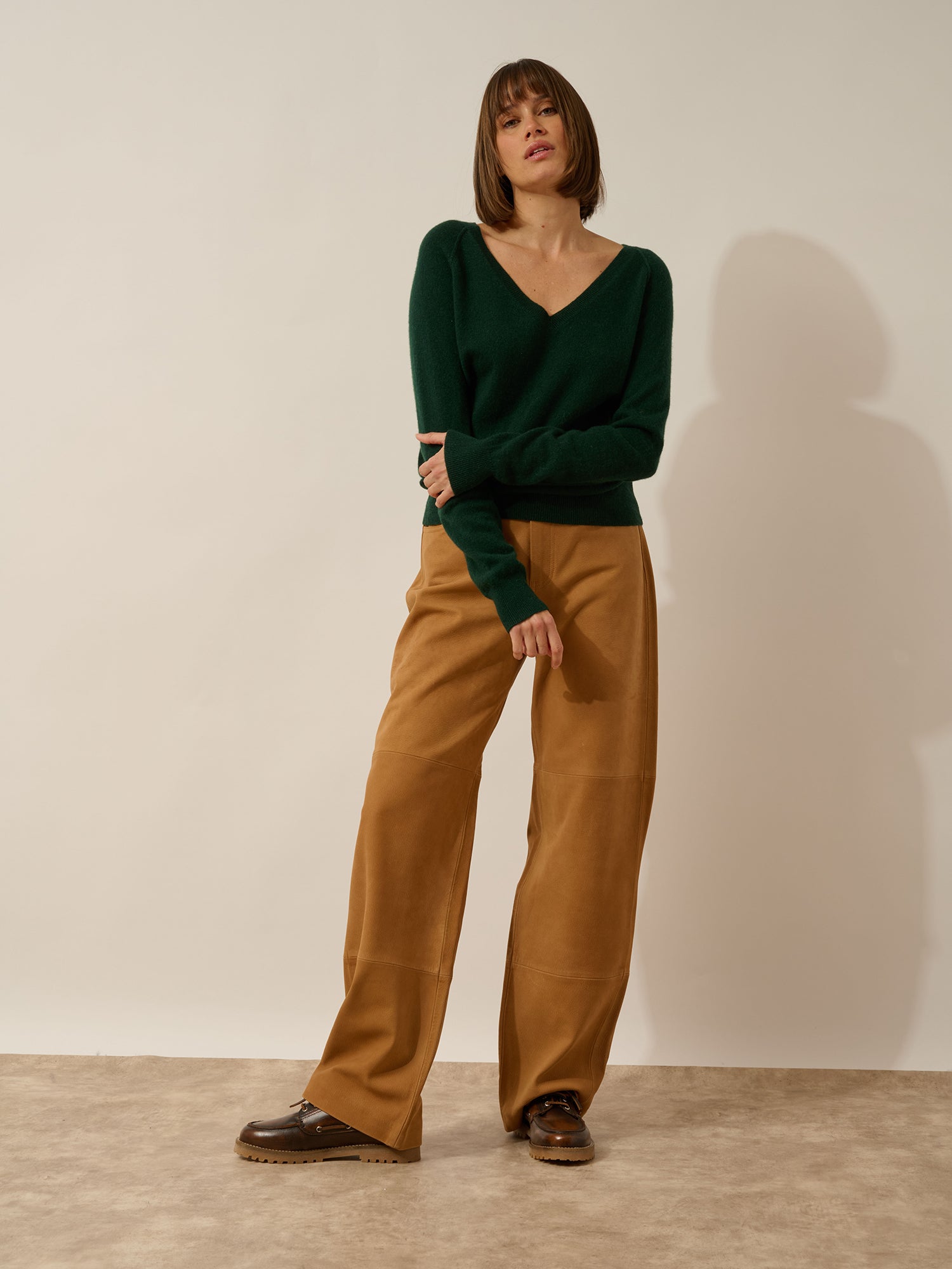 PHOEBE cypress V-neck sweater