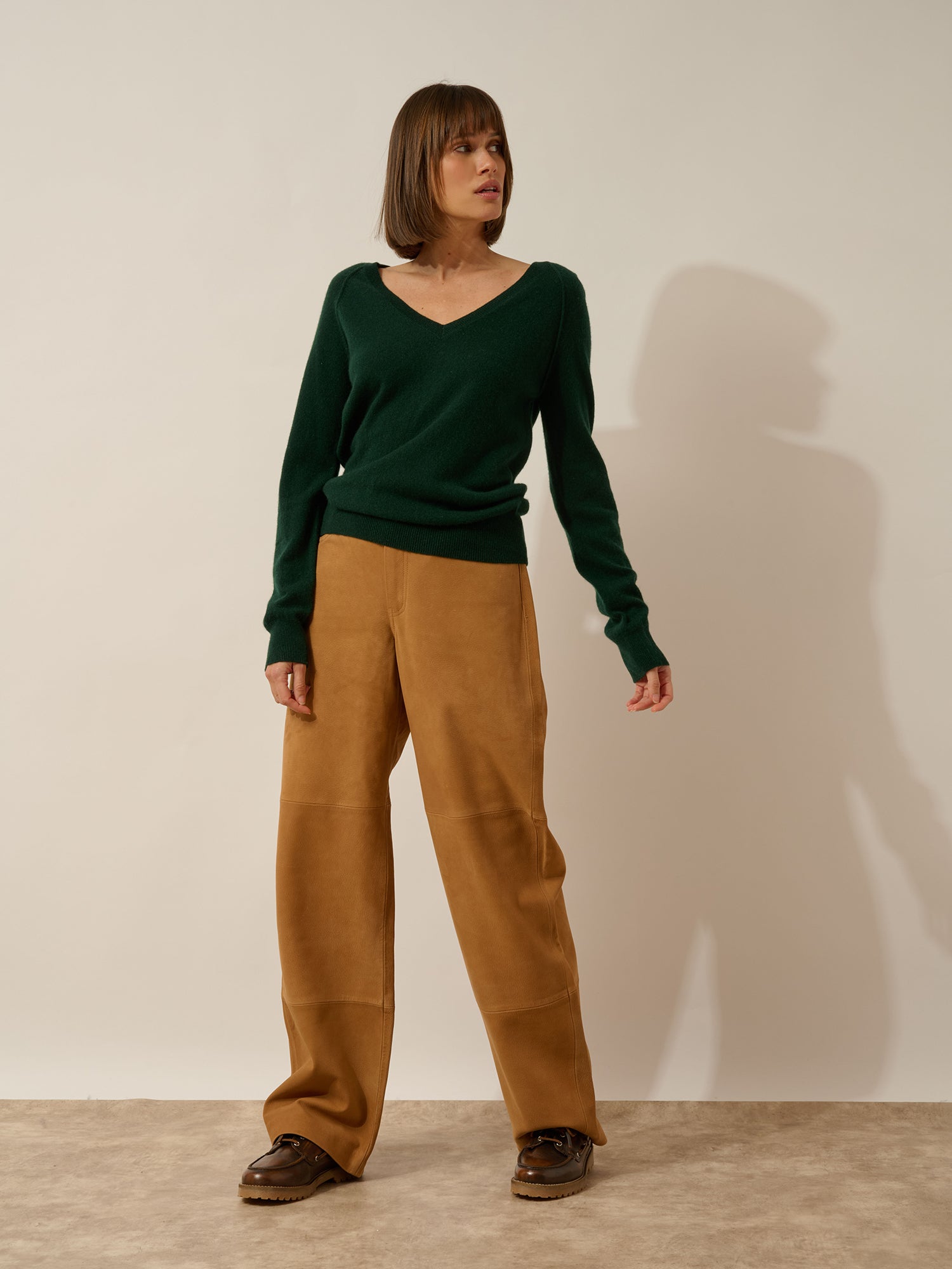 PHOEBE cypress V-neck sweater