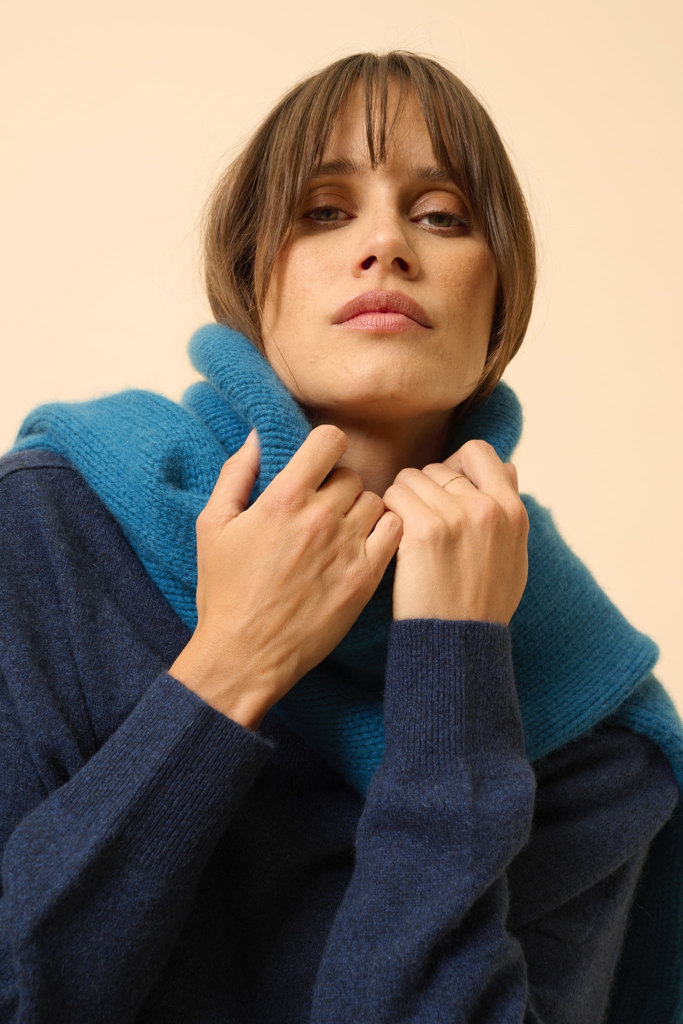 PIURA midnight blue claudine-neck sweater