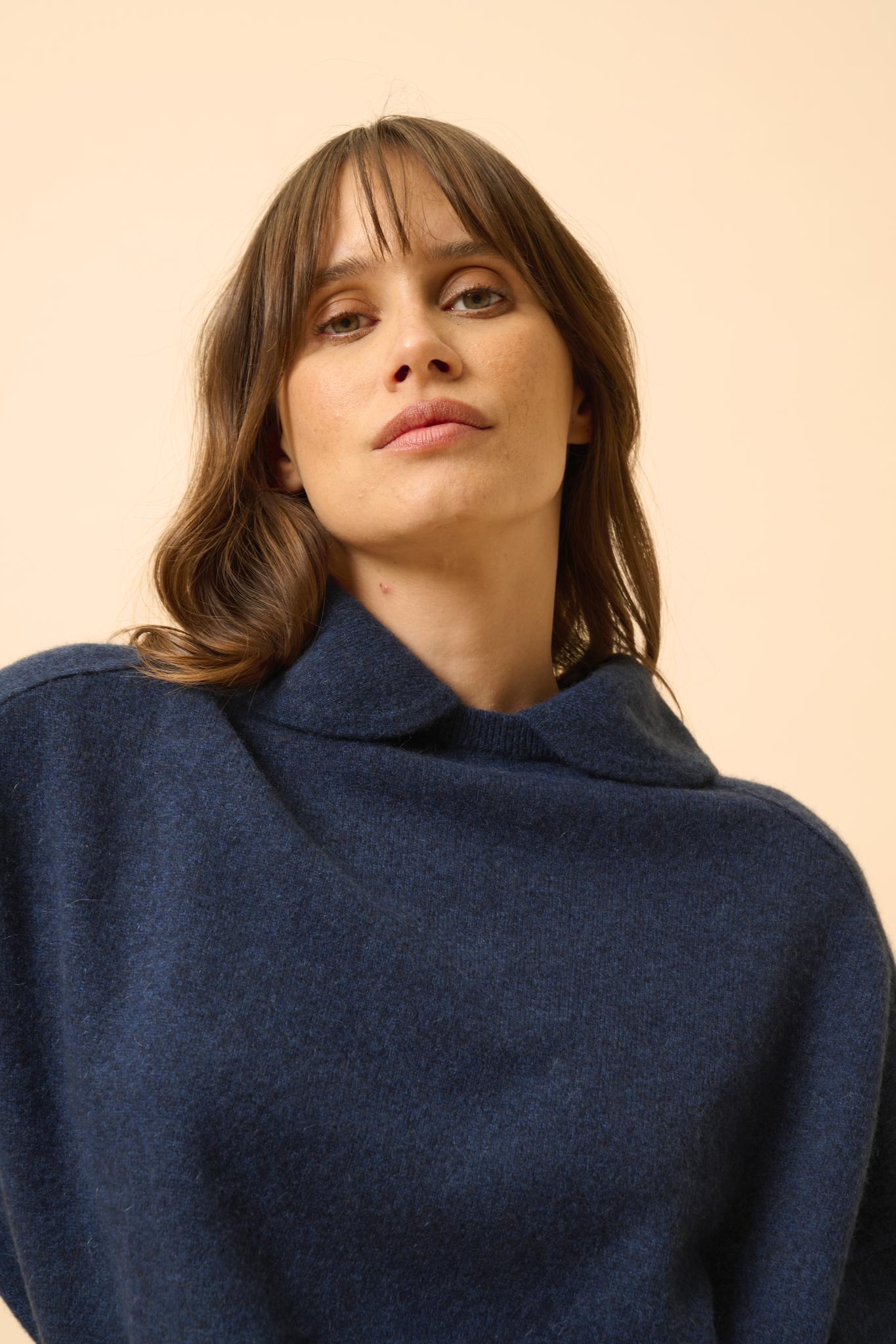 PIURA midnight blue claudine-neck sweater