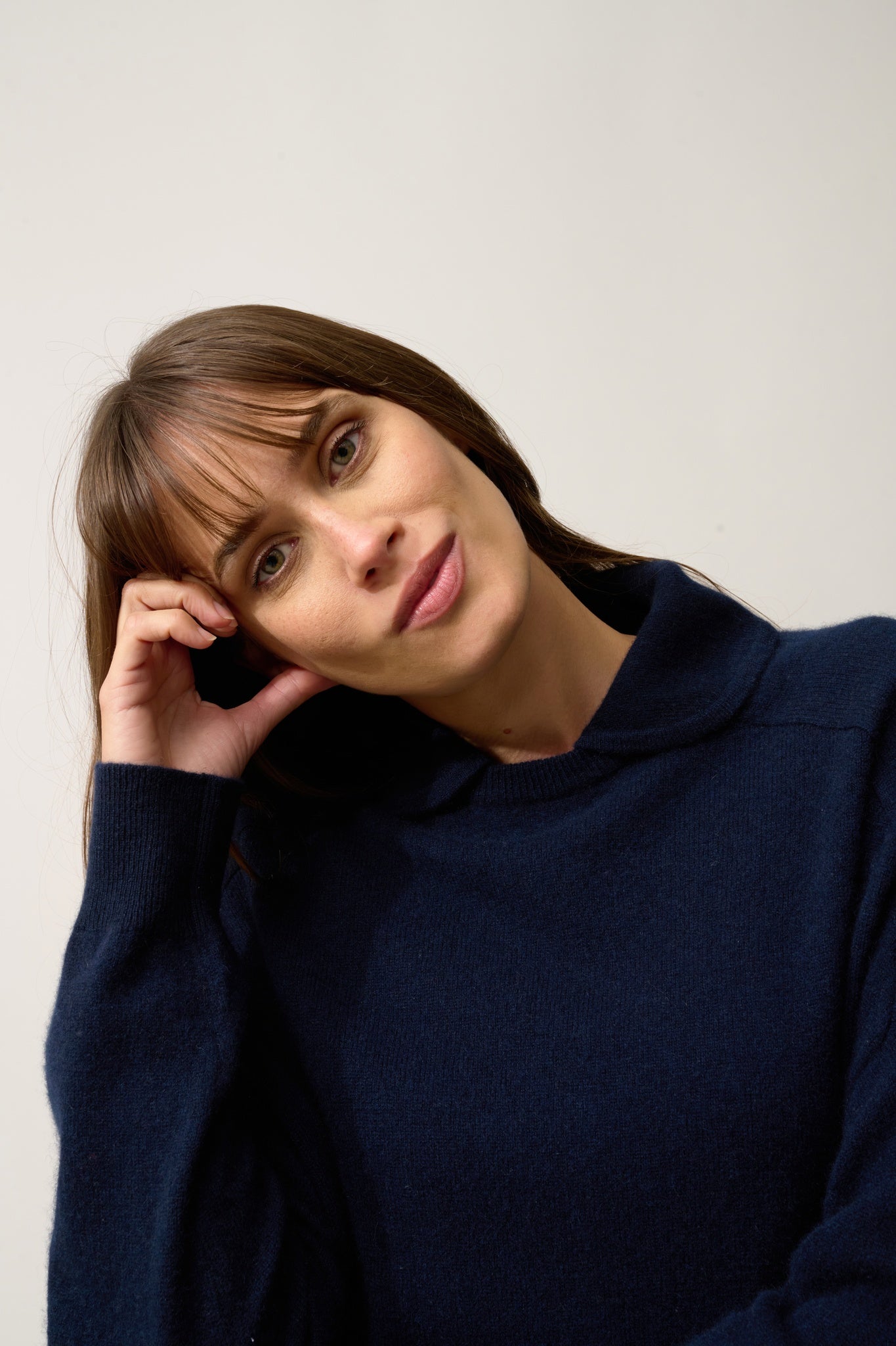 PIURA navy cowl-neck sweater