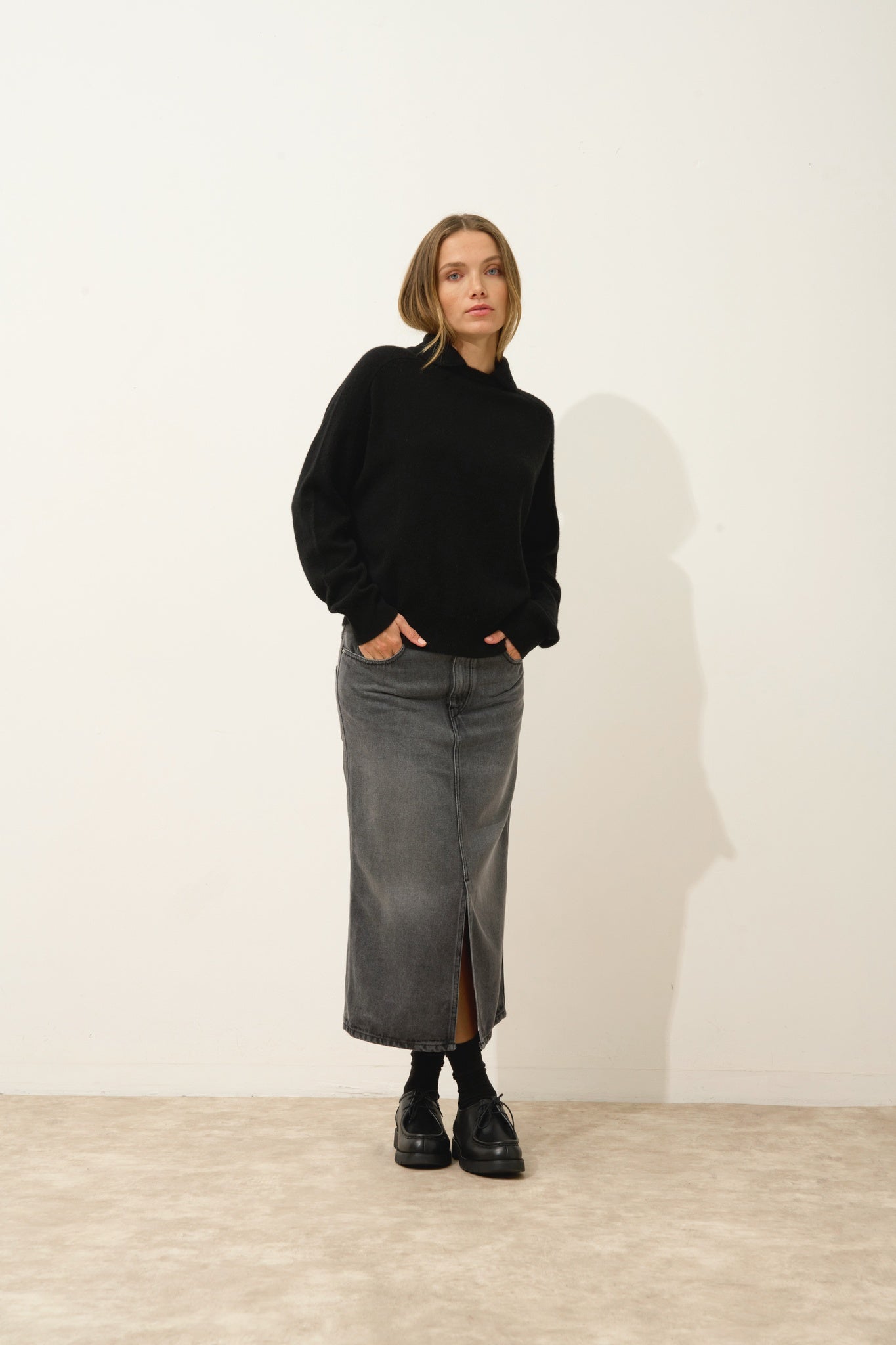 PIURA black cowl-neck sweater