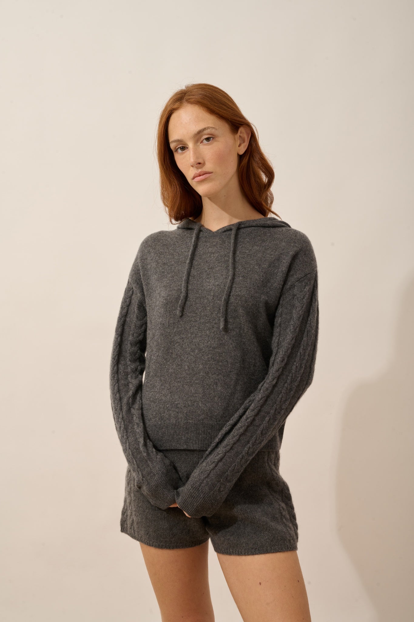 POLARA pull capuche anthracite chiné