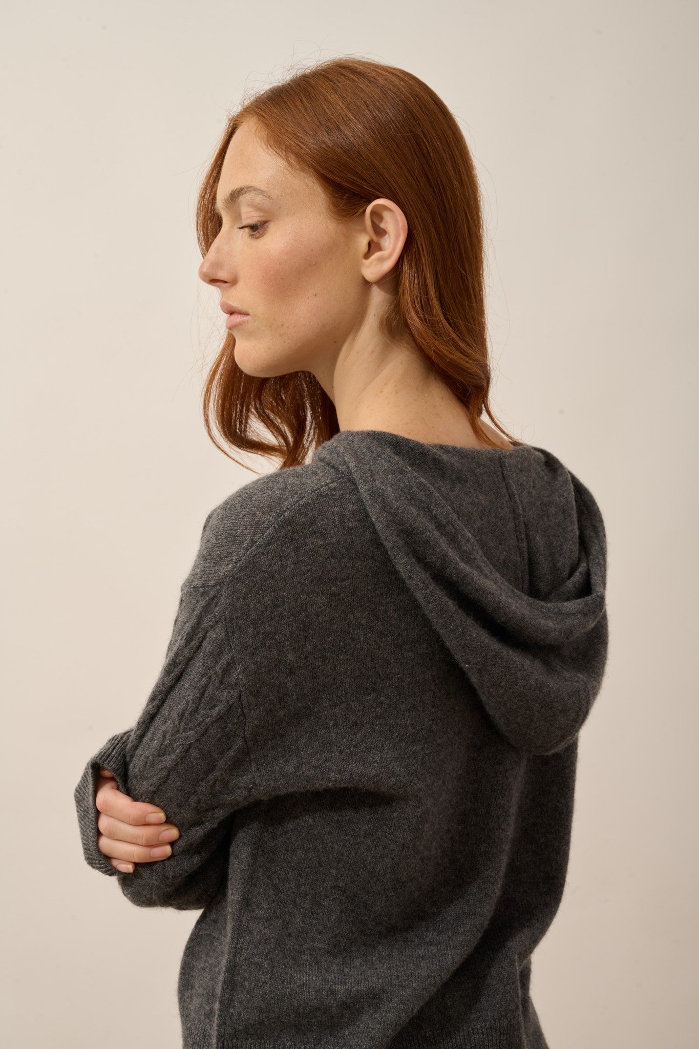 polara pull capuche anthracite chiné