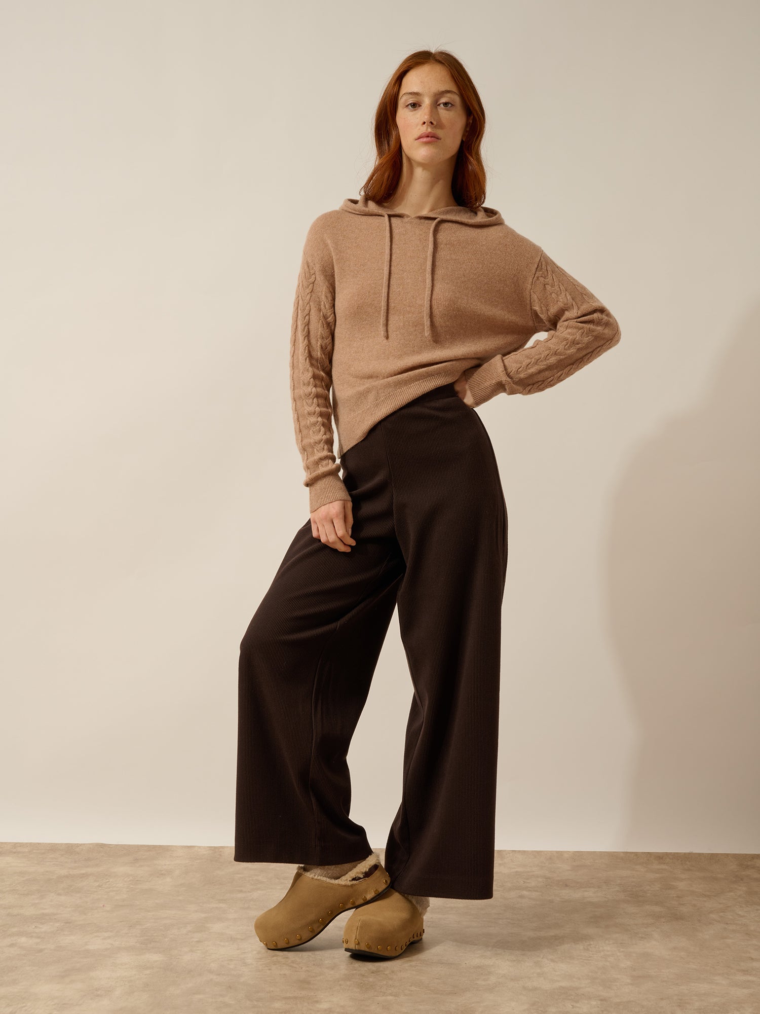 POLARA pull capuche camel chiné