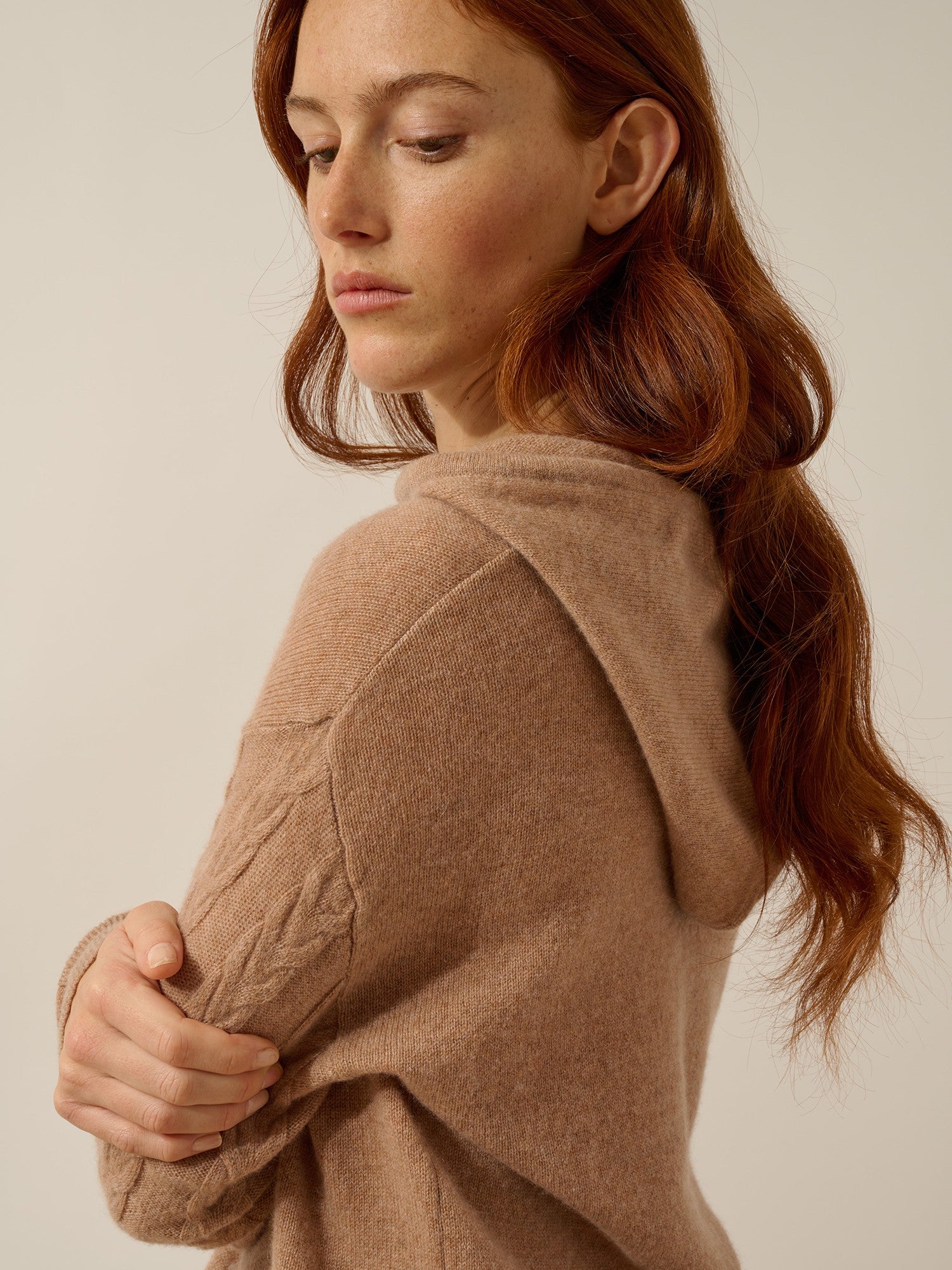 polara pull capuche camel chiné