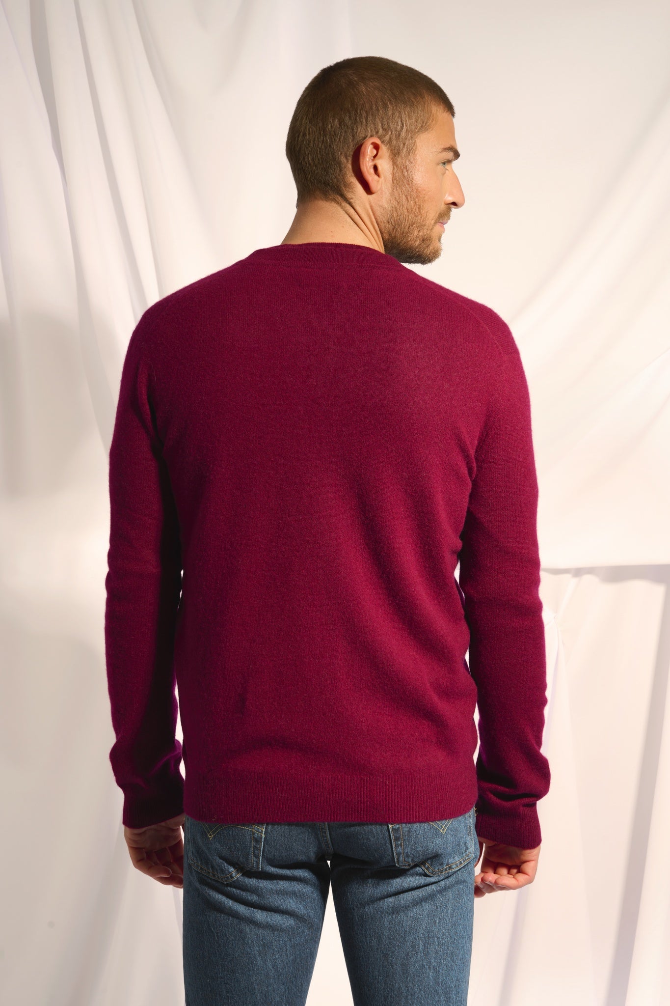 POLNOON gilet col mao bordeaux