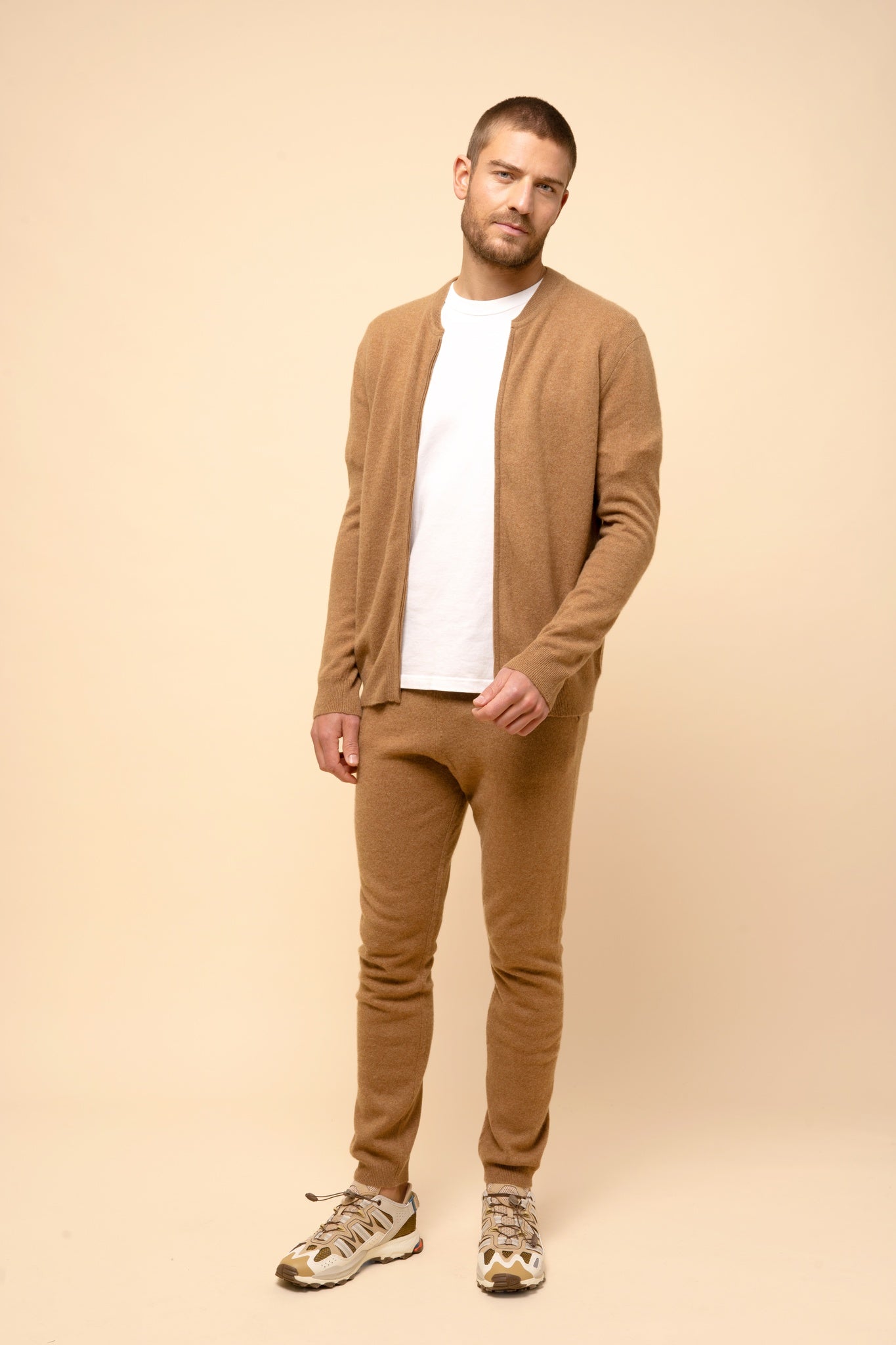 POLNOON gilet col mao noisette