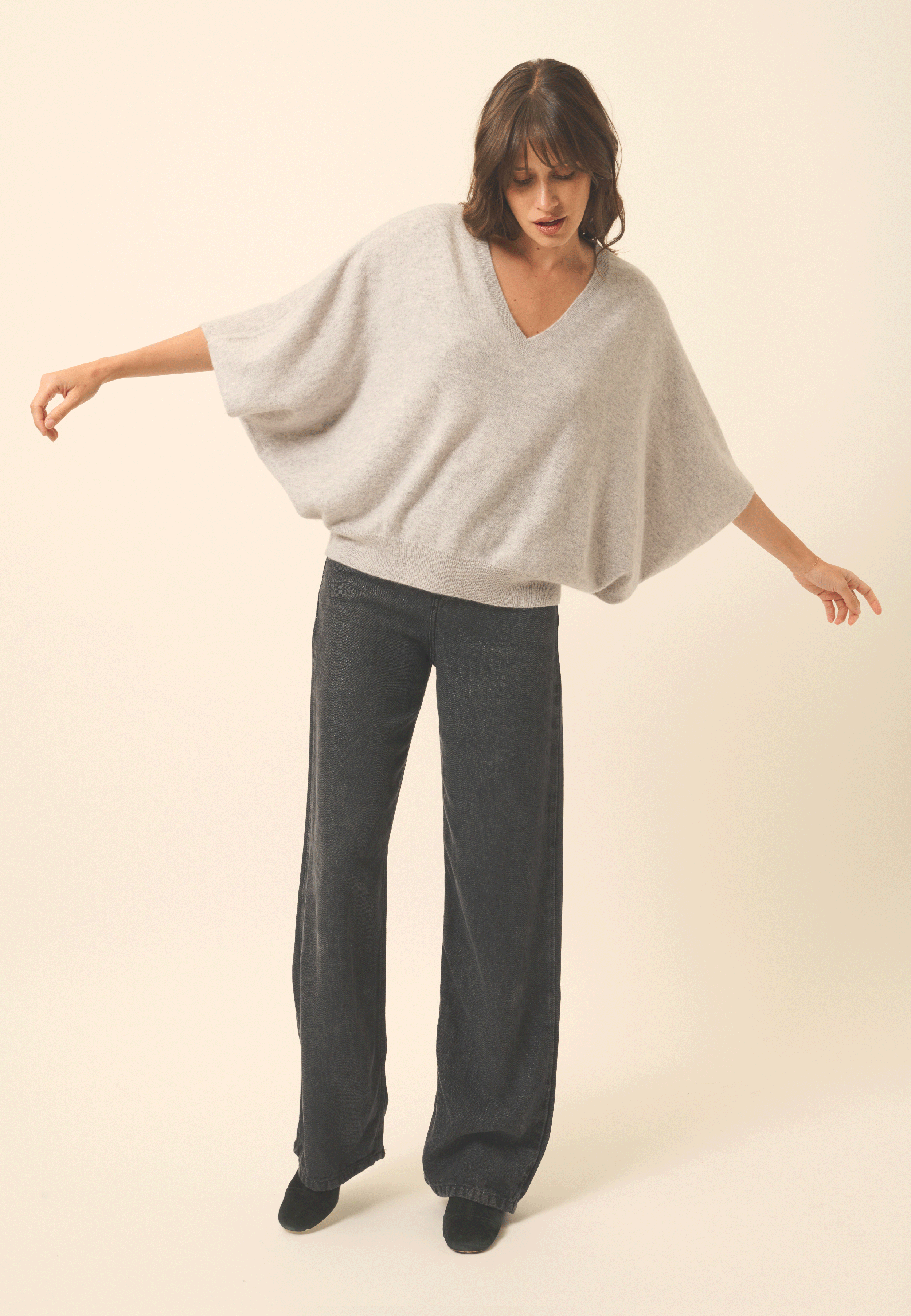 POLO v-neck sweater light grey mottled