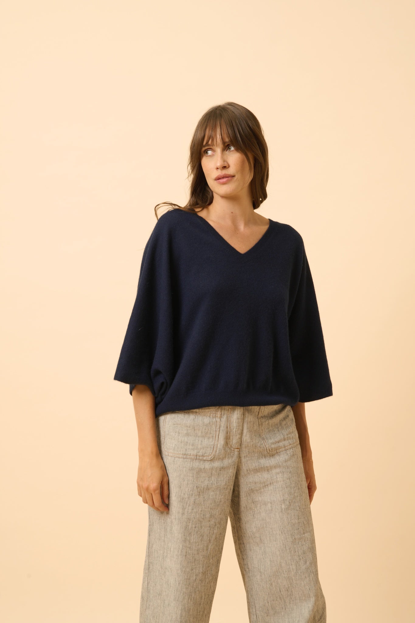 POLO pull col v navy